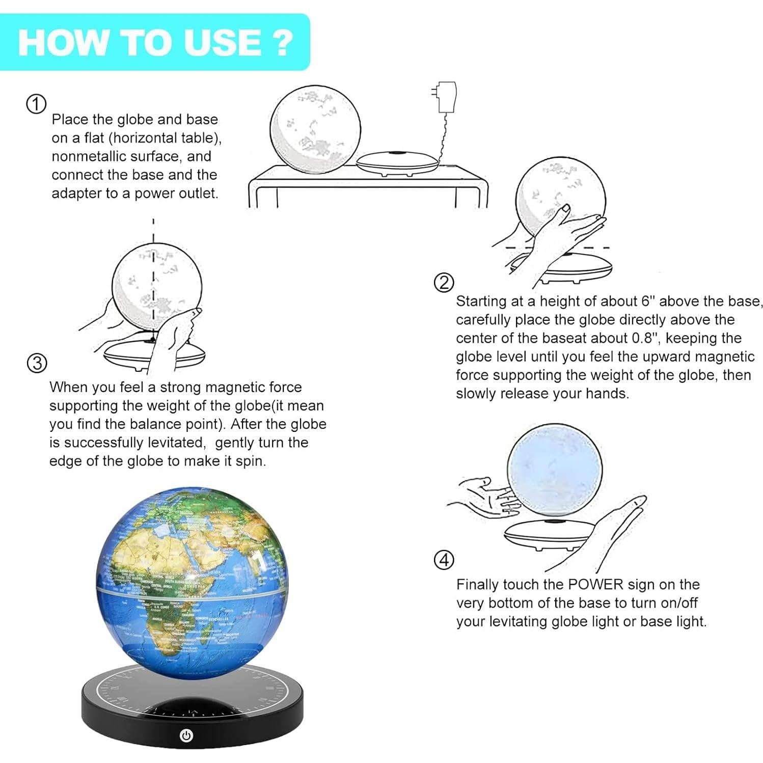 Globo Flotante Magnético LED DQY-1 25x20 cm para Decoración