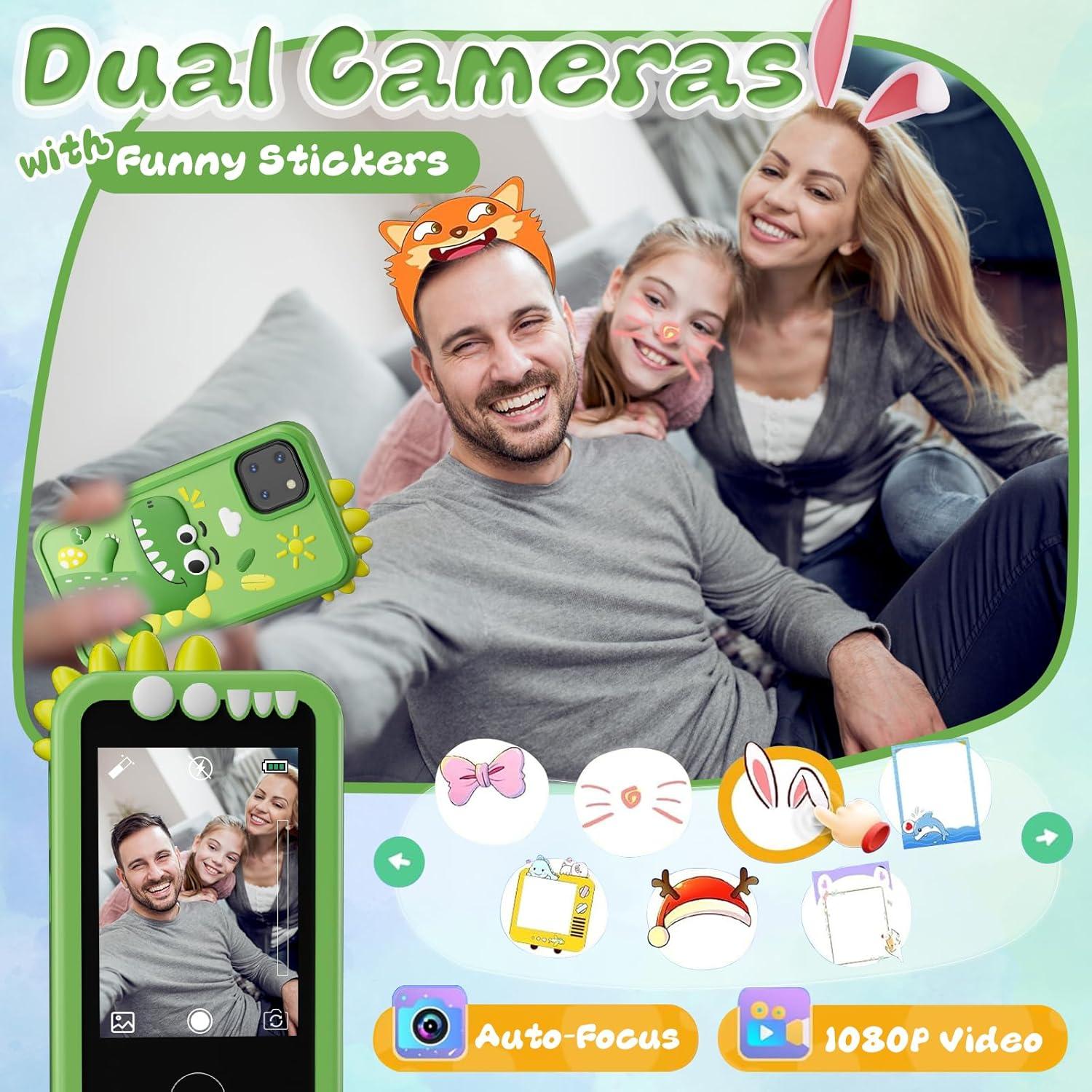 Teléfono Inteligente para Niños WINWEND 2.5" Verde HD Doble Cámara