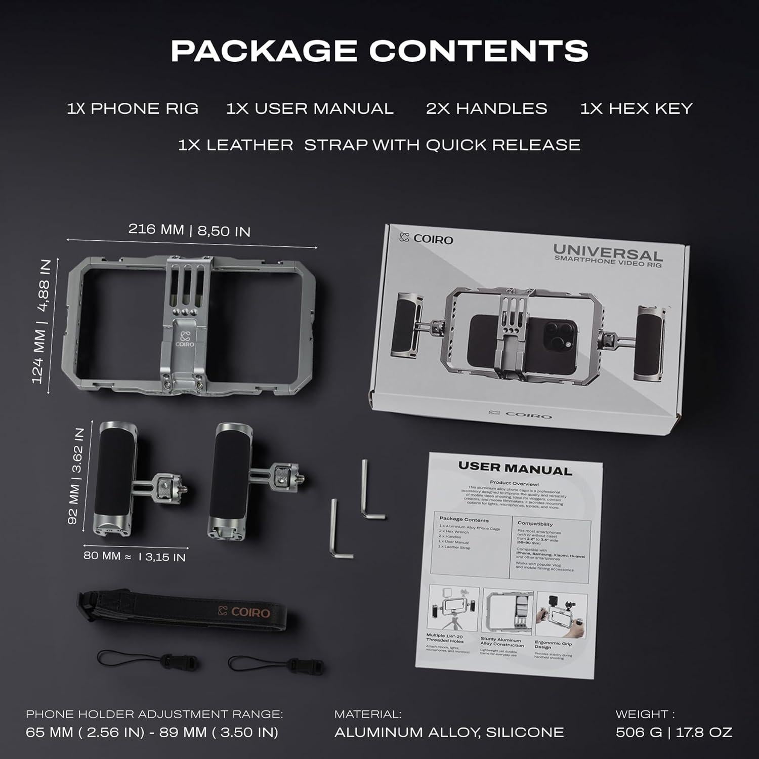 Soporte de Video Universal C Coiro para Smartphone con Correa de Cuero