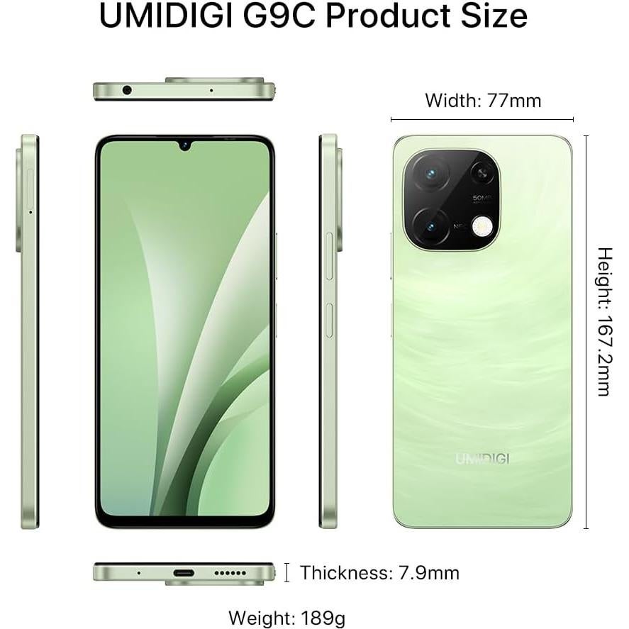 UMIDIGI G9C Teléfono Celular Desbloqueado 12GB RAM 128GB Verde