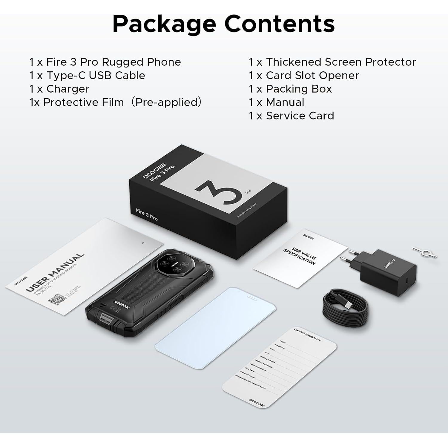 DOOGEE Fire 3 Pro Teléfono Resistente 16GB/128GB IP68