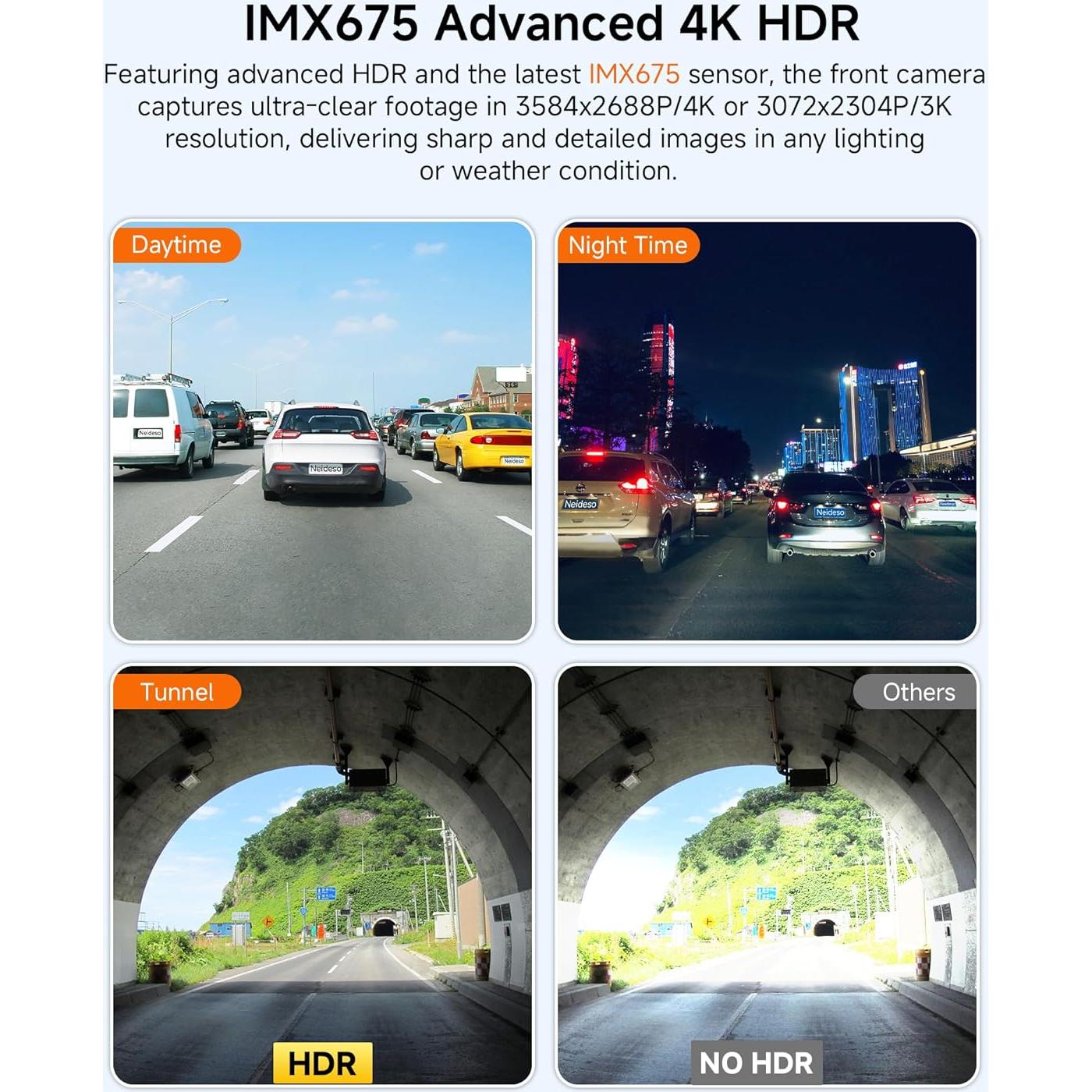 Dash Cam 4K 4 Channel, STARVIS 2 IMX675 Sensor AI Dashcam with Driver Monitor System, 4K+1080P*3 Car Camera, 360° Dash Camera 5G WiFi GPS, 128GB SD Card Night Vision 24H Parking Mode, N900-4CH