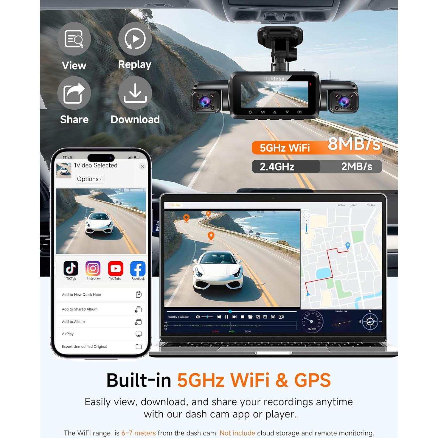 Dash Cam 4K 4 Channel, STARVIS 2 IMX675 Sensor AI Dashcam with Driver Monitor System, 4K+1080P*3 Car Camera, 360° Dash Camera 5G WiFi GPS, 128GB SD Card Night Vision 24H Parking Mode, N900-4CH