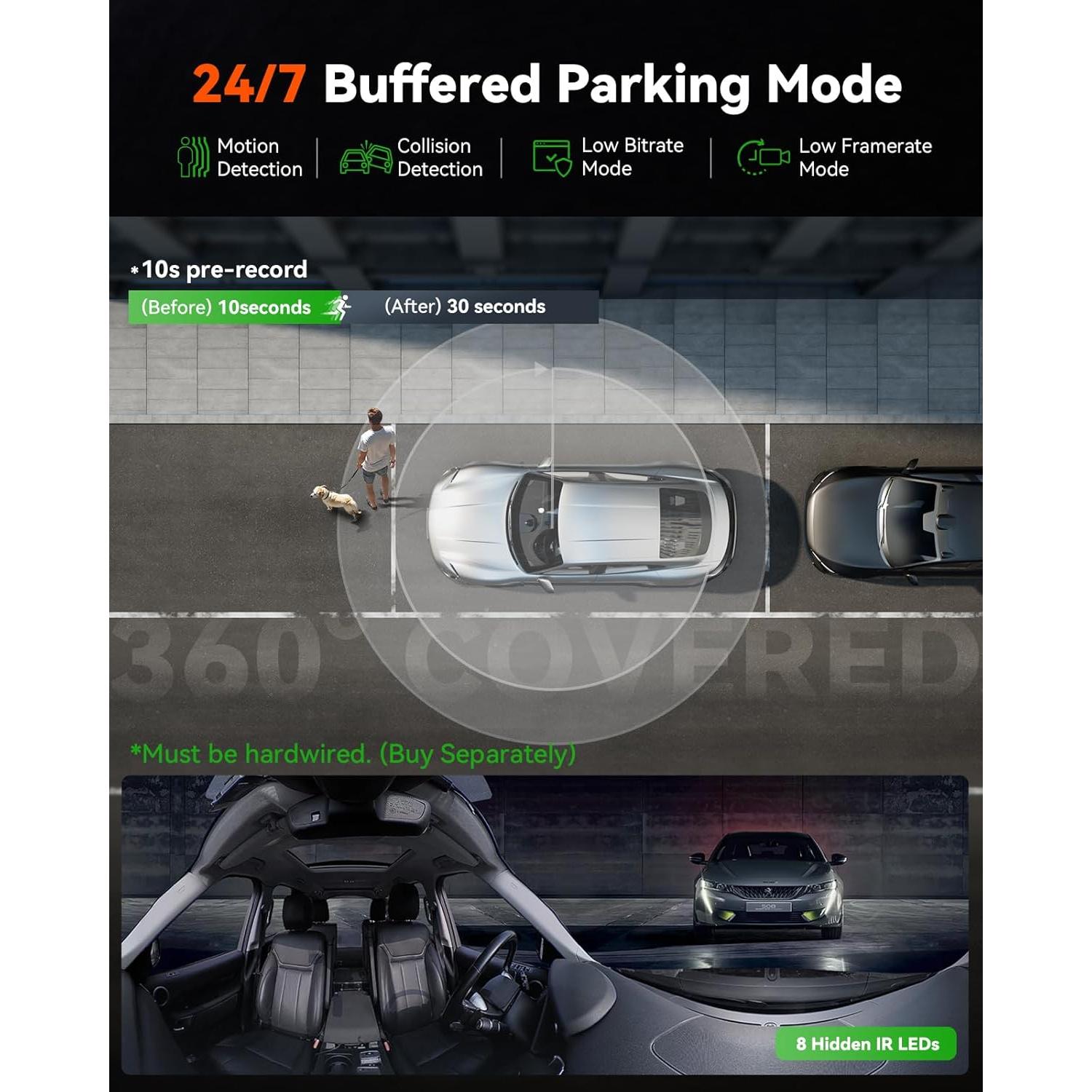 Cámara Dash Cam Vantrue E360 5.2K 360° Doble STARVIS 2