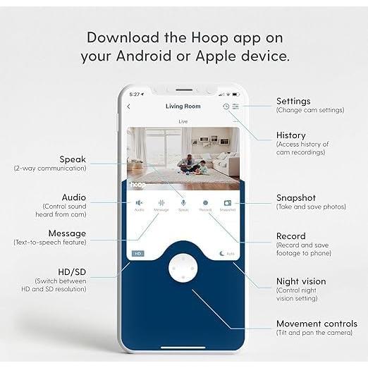Cámara de Seguridad Inalámbrica HD Hoop Pro con Visión Nocturna