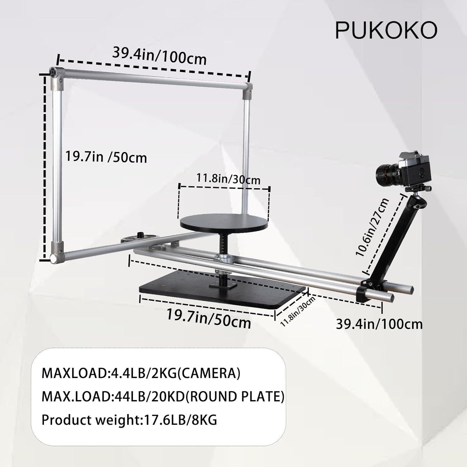 Deslizador de cámara rotativo PUKOKO 360° para DSLR