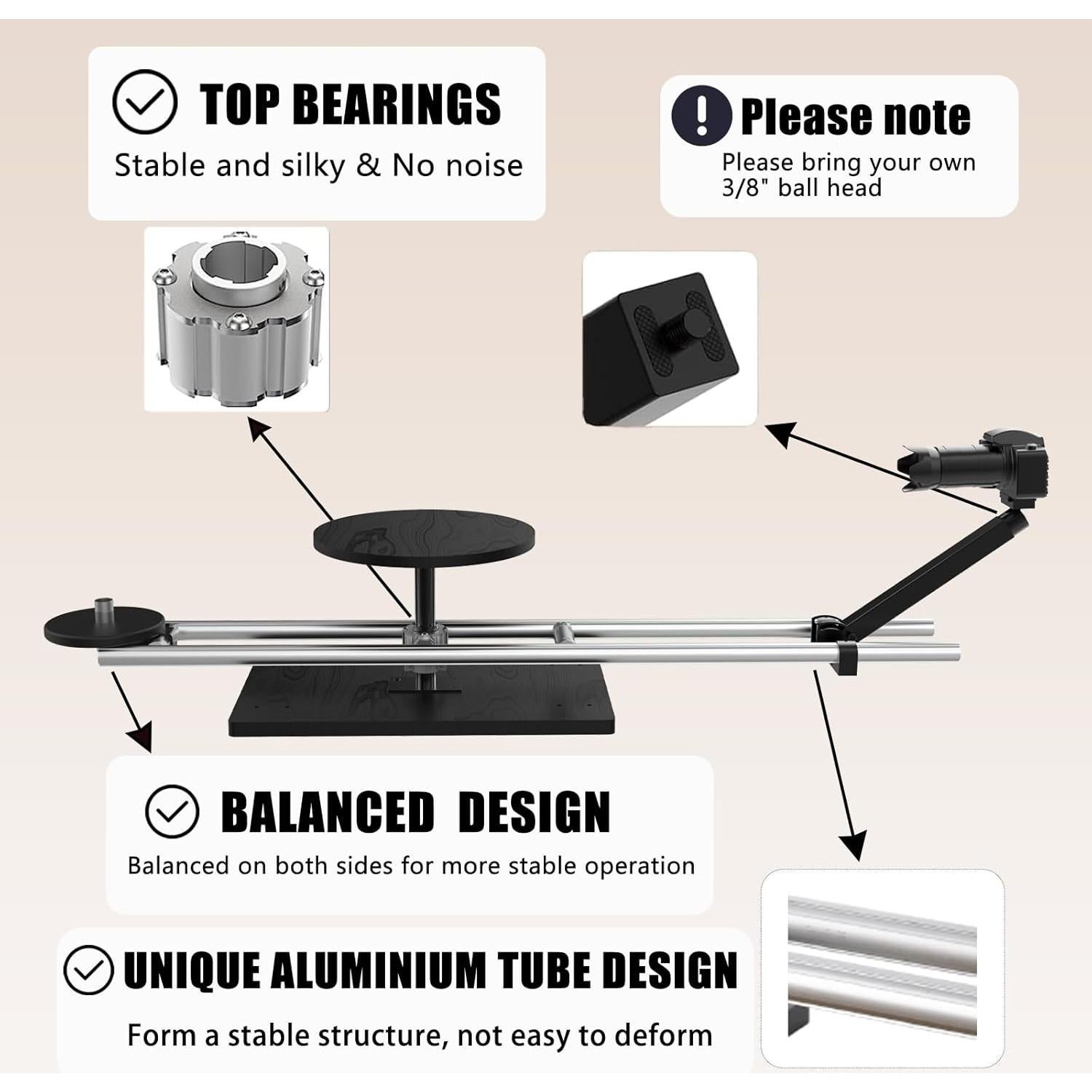 Deslizador de cámara rotativo PUKOKO 360° para DSLR