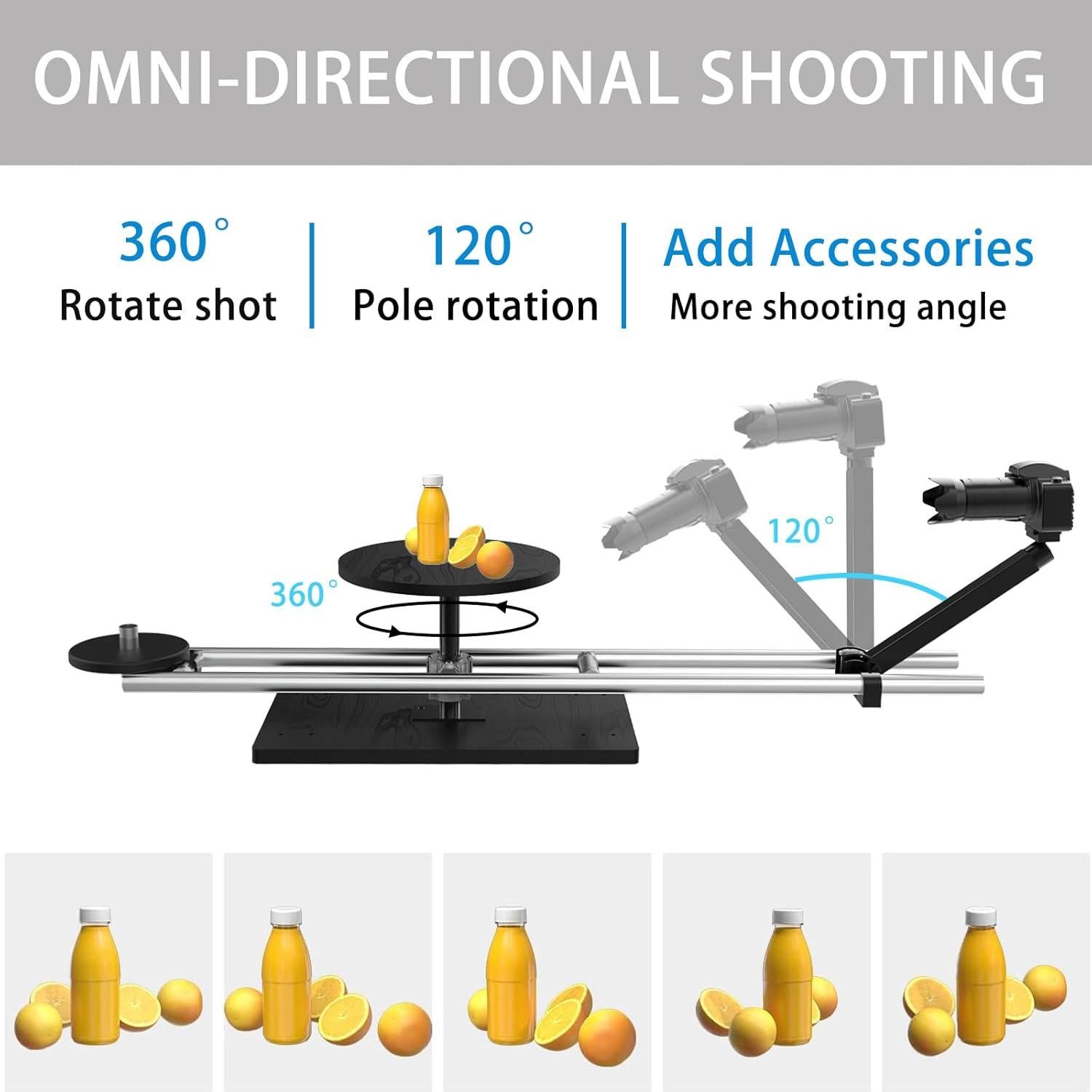 Deslizador de cámara rotativo PUKOKO 360° para DSLR