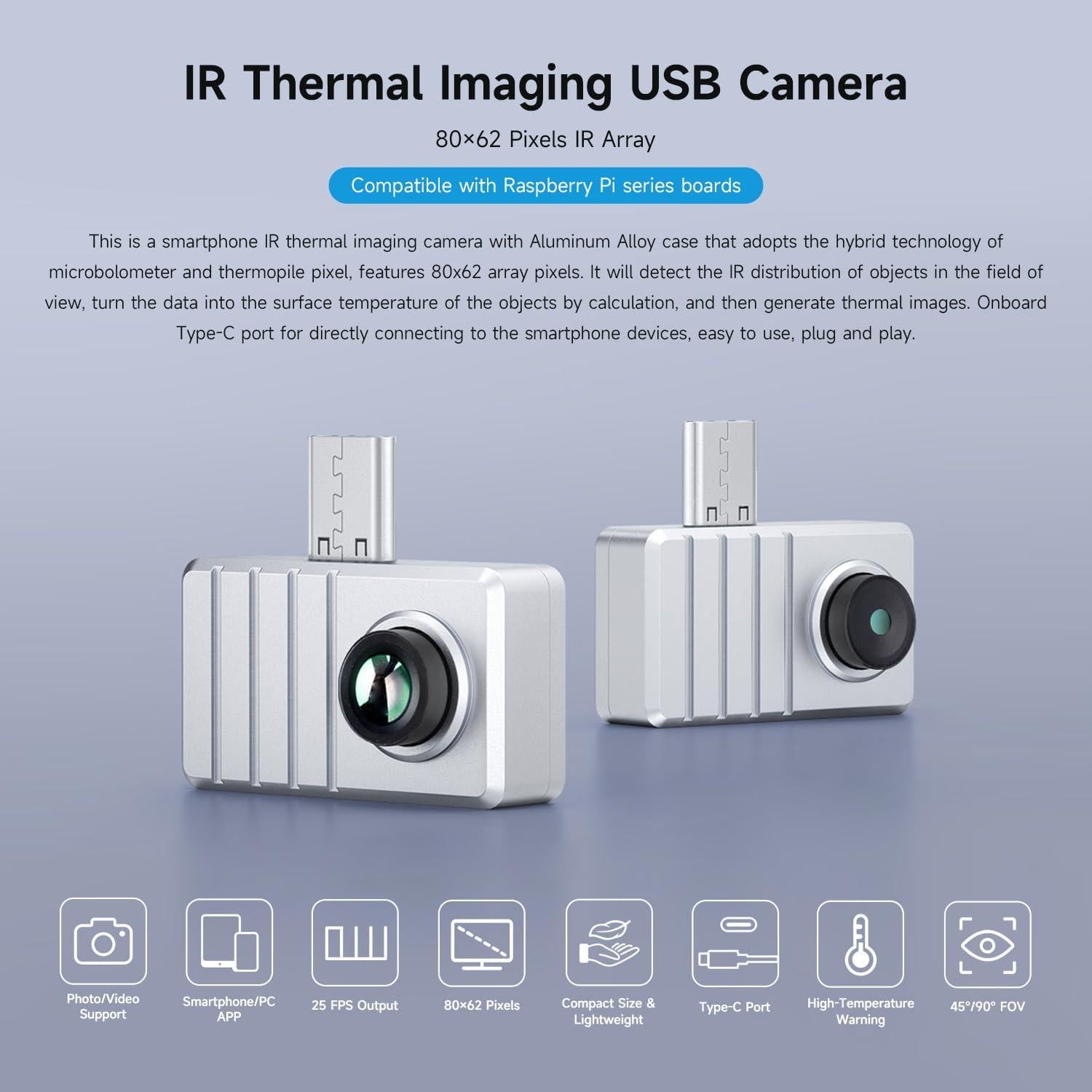 Cámara Térmica Infrarroja Waveshare para Smartphone Tipo-C