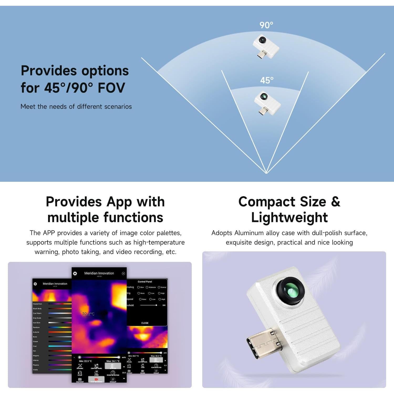 Cámara Térmica Infrarroja Waveshare para Smartphone Tipo-C