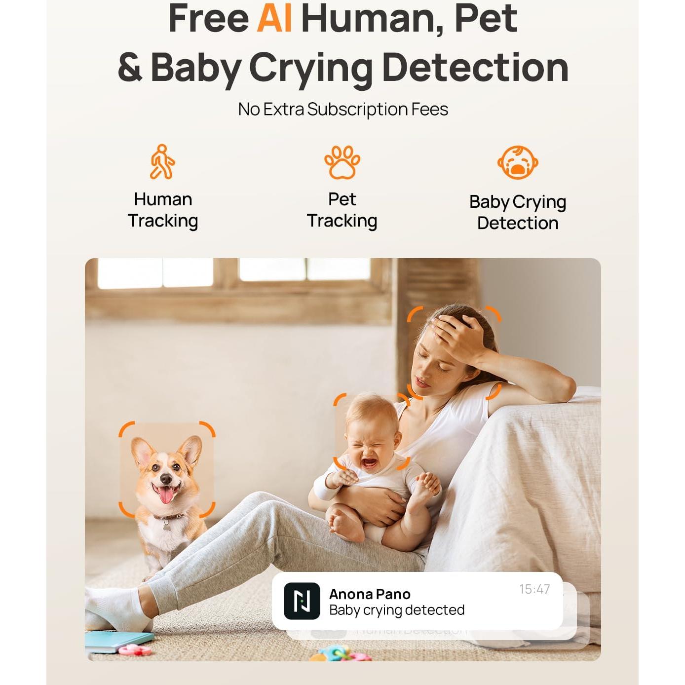 Cámara de Seguridad Anona Pano 4K UHD con Wi-Fi 6 y Pan-Tilt 360°