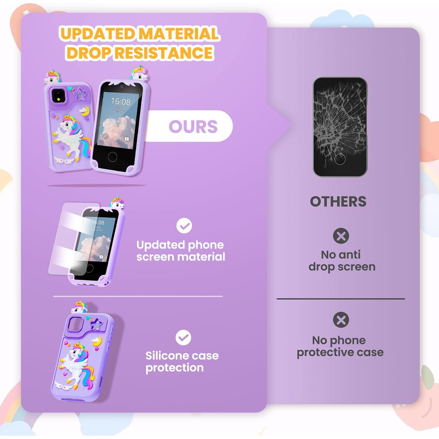 Teléfono Juguete Educativo Windpaint 2.8" Púrpura para Niños