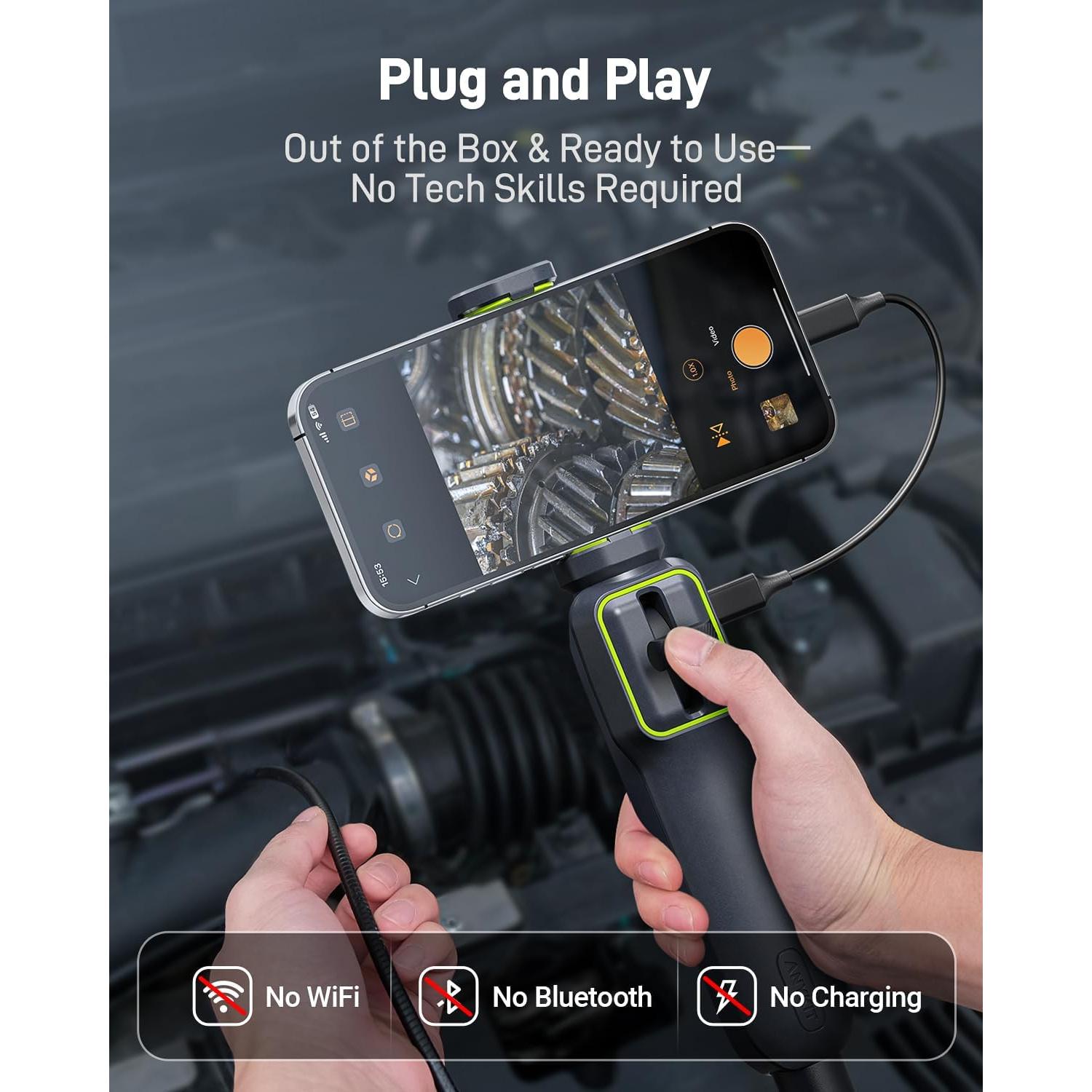 Borescopio Articulado Anykit AD100 HD 1920P 1.19M IP67