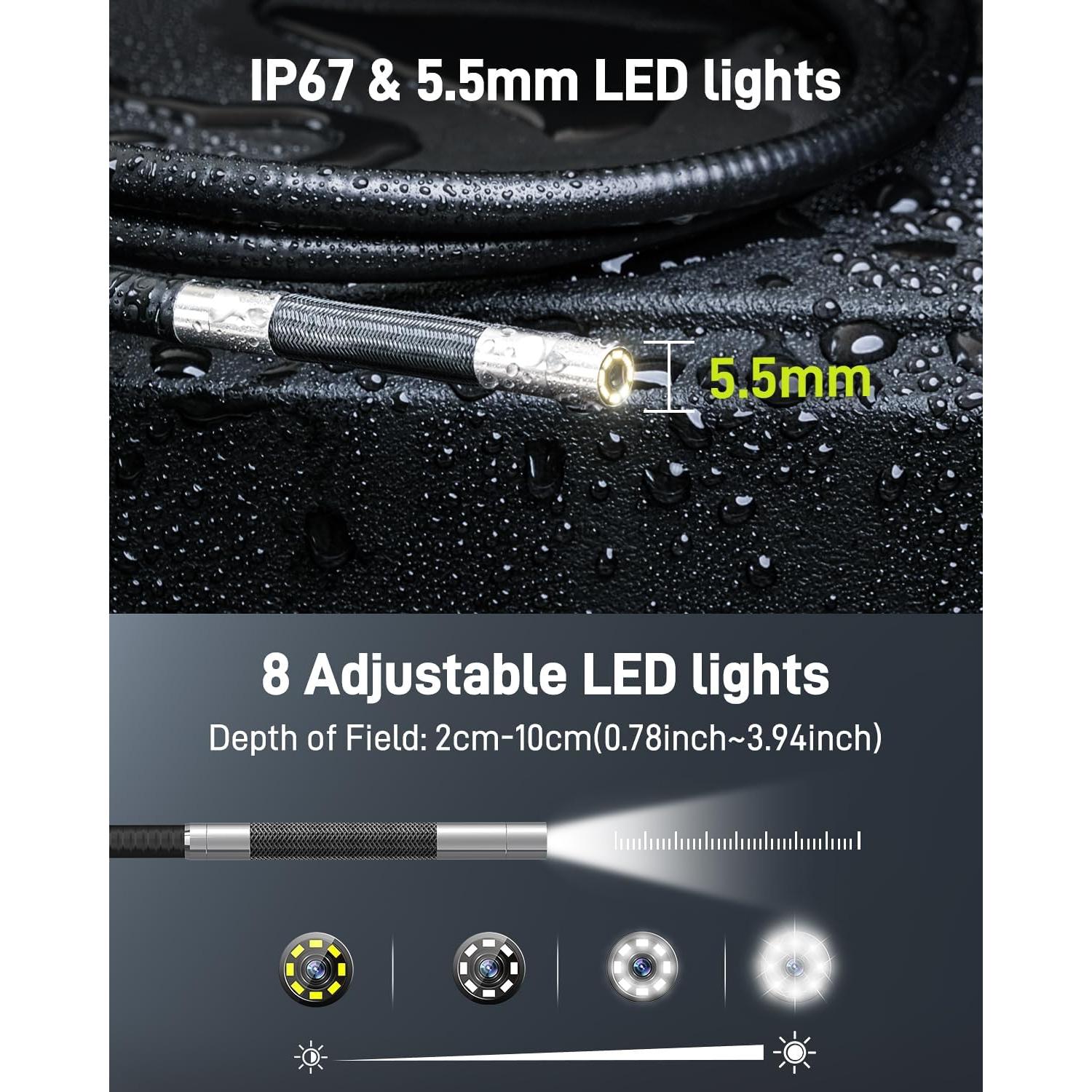 Borescopio Articulado Anykit AD100 HD 1920P 1.19M IP67