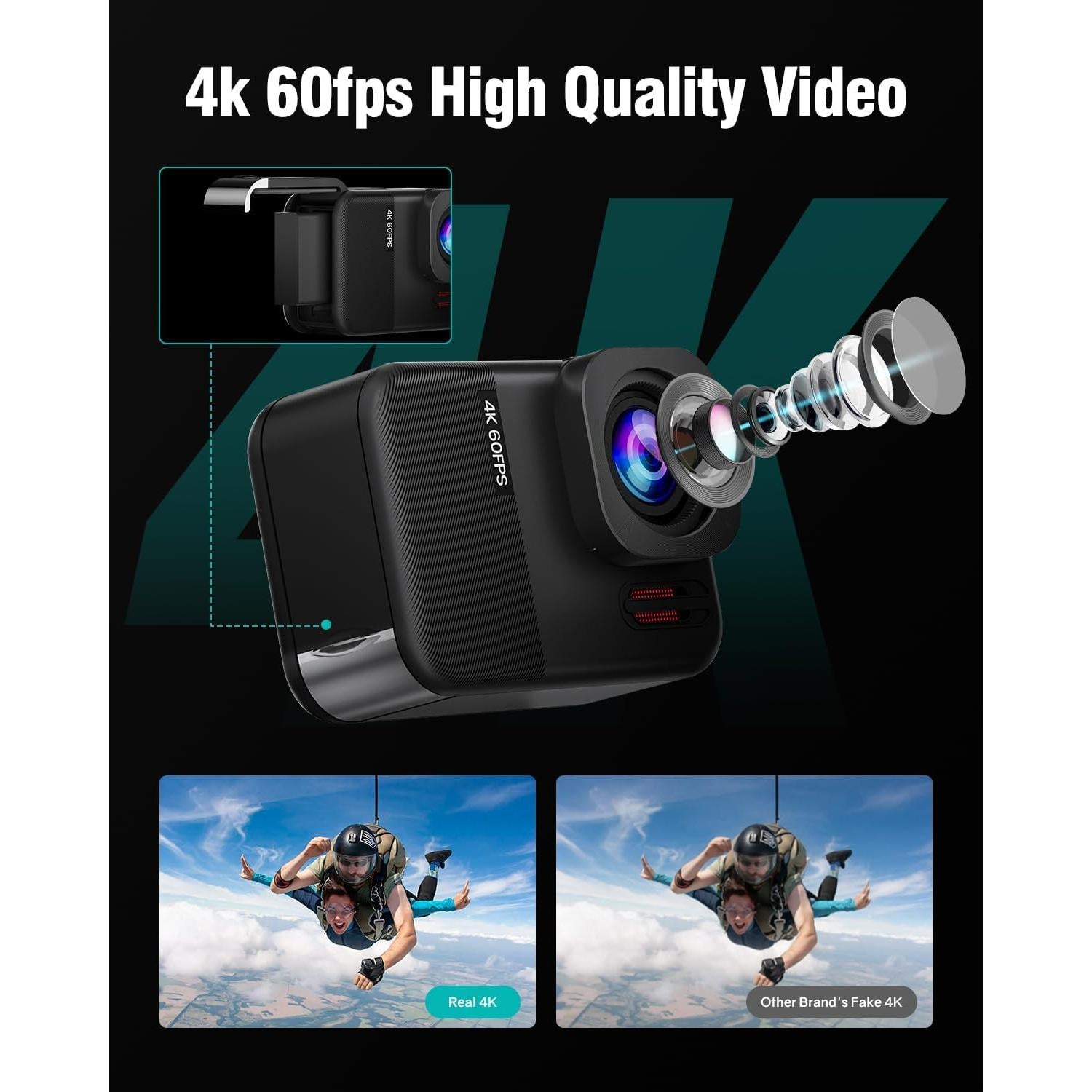 Cámara de Acción TIMNUT Q60 Pro 4K 60fps Submarina 10M