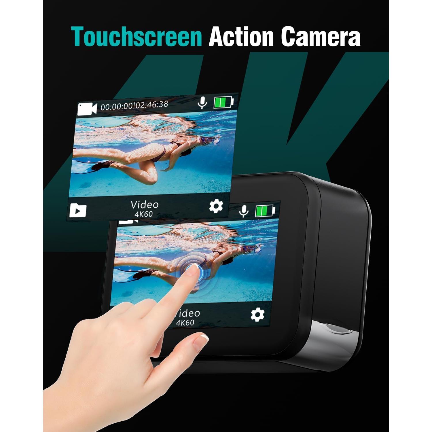 Cámara de Acción TIMNUT Q60 Pro 4K 60fps Submarina 10M