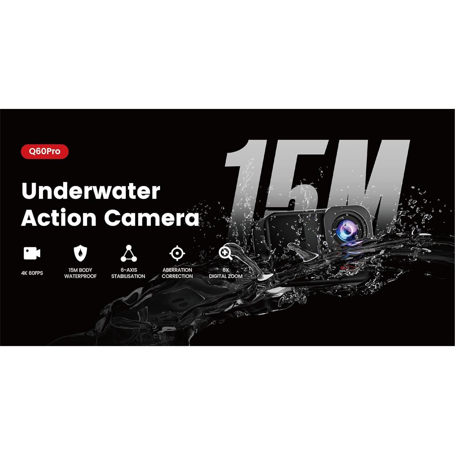 Cámara de Acción TIMNUT Q60 Pro 4K 60fps Submarina 10M