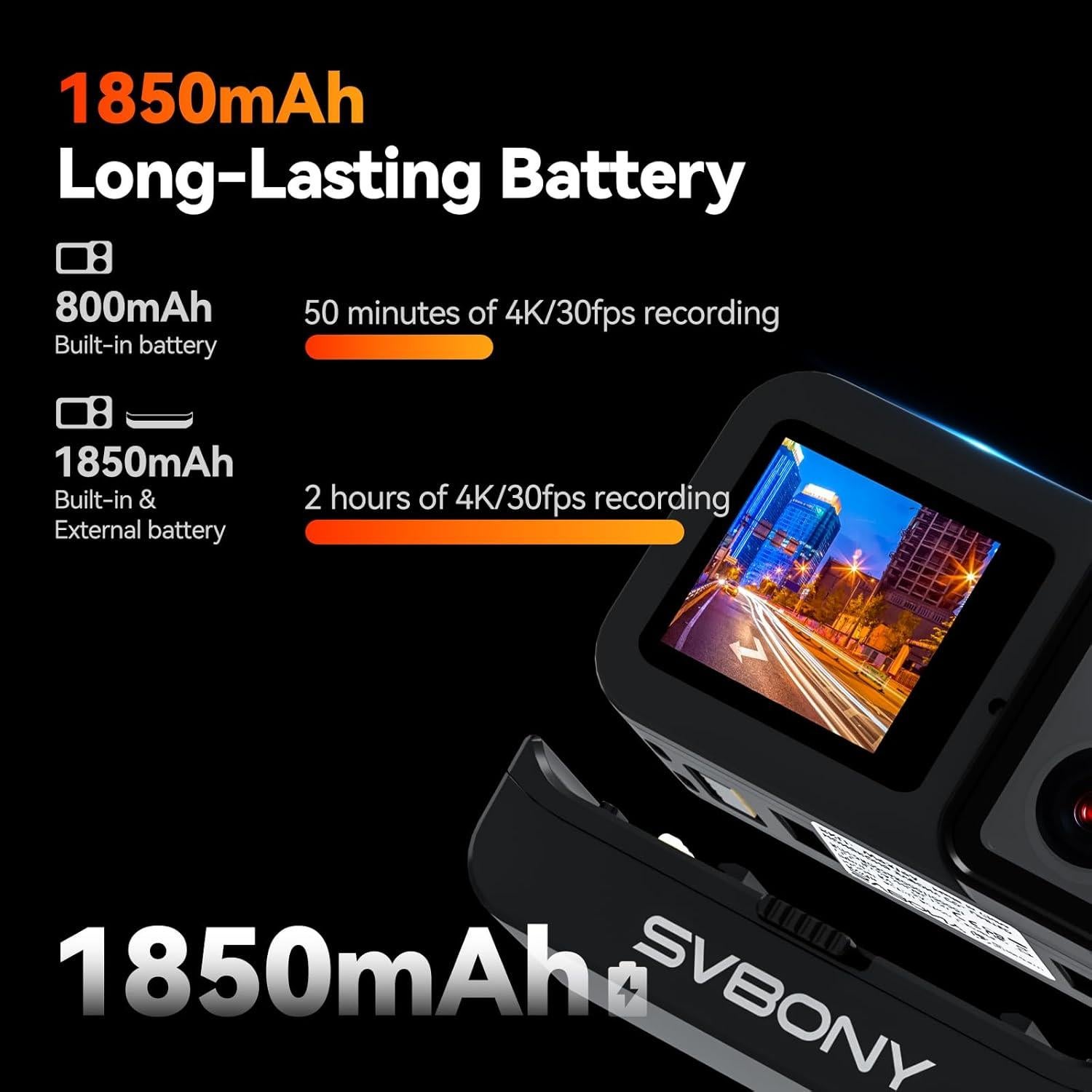 Cámara de Acción SVBONY SVGo 4K 30fps Doble Lente Impermeable