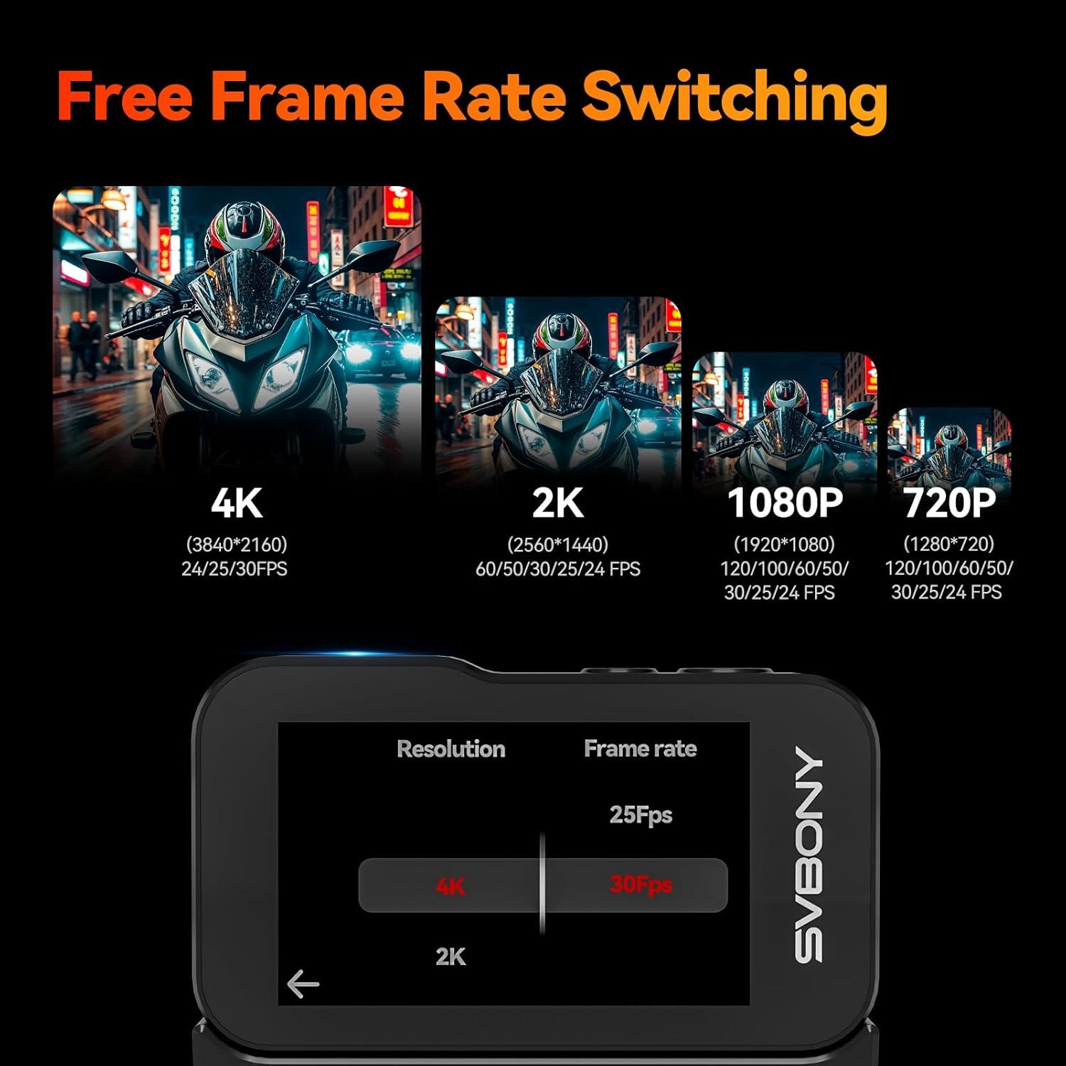 Cámara de Acción SVBONY SVGo 4K 30fps Doble Lente Impermeable