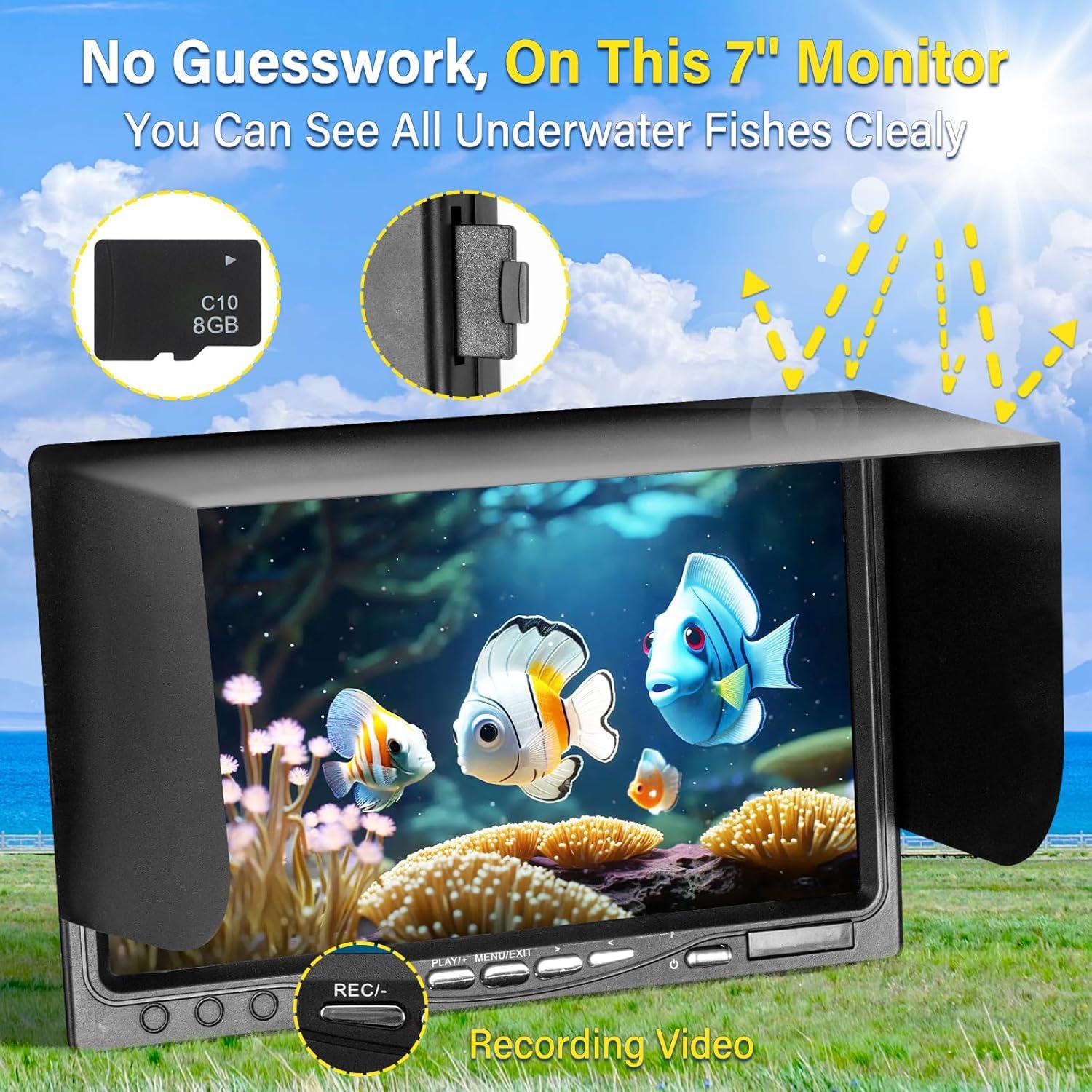 Cámara de Pesca Submarina JQKJCAM HD 7" 36 Luces IP68 30M