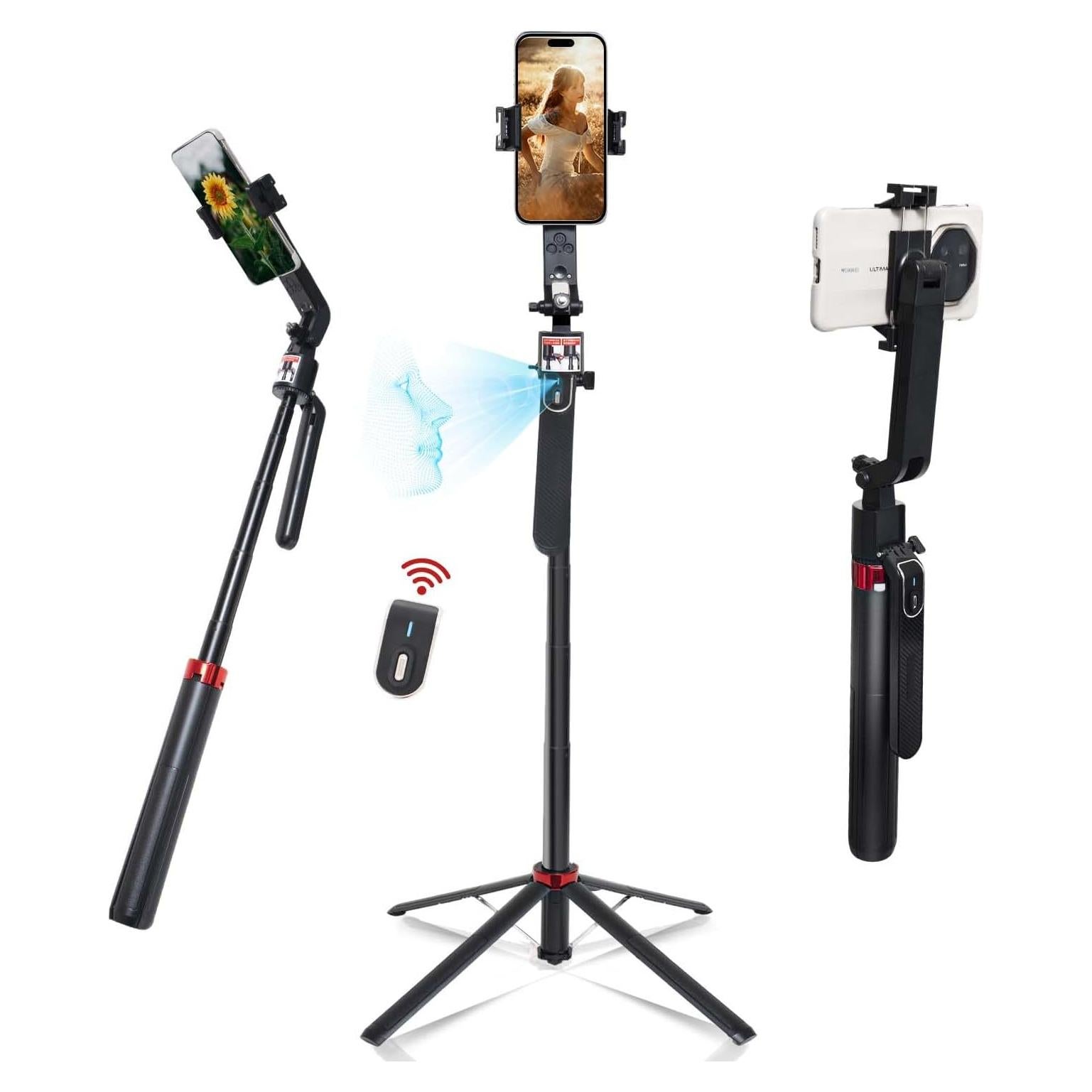 Trípode Selfie Retráctil KNJWGGNM 1.8m con AI y Control Remoto