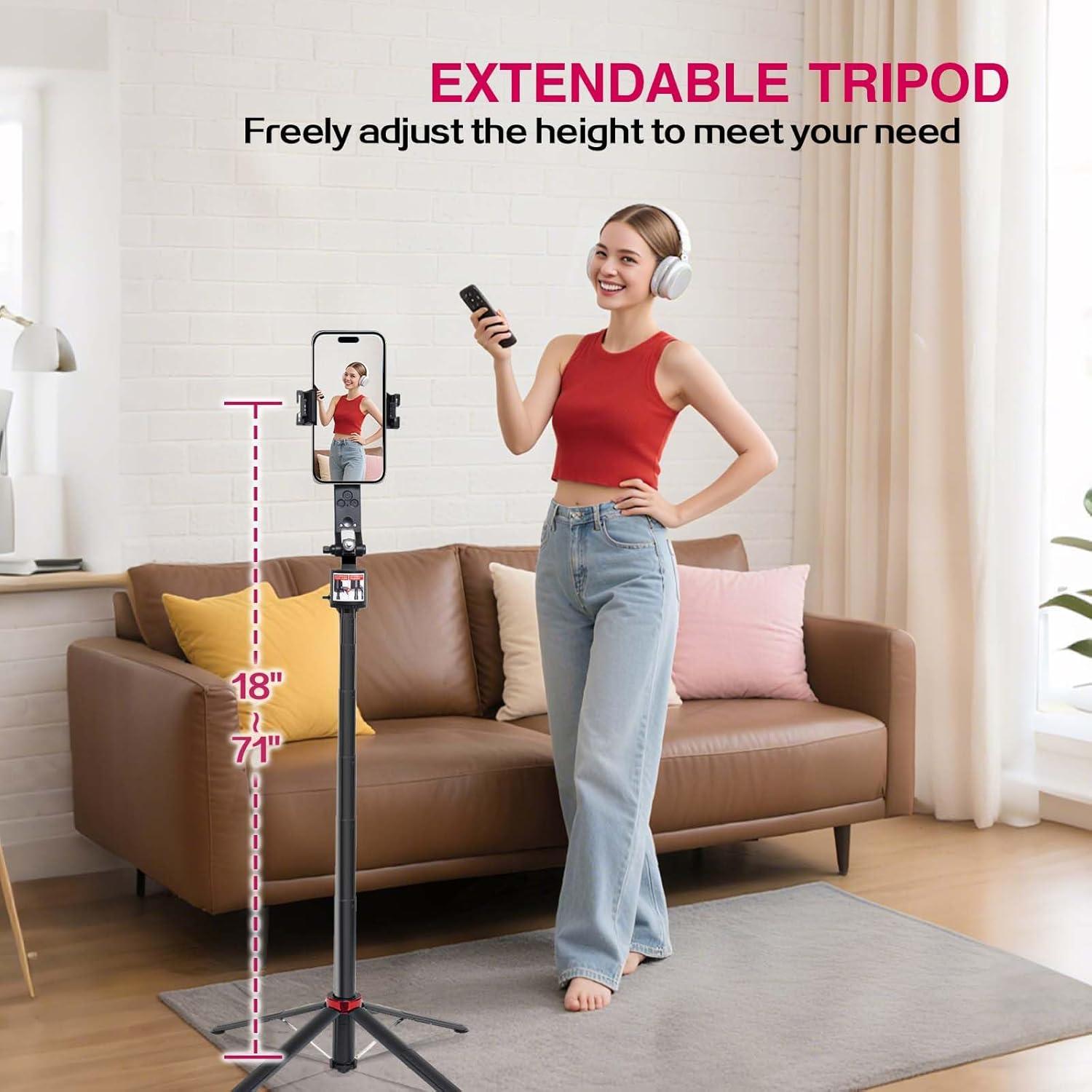 Trípode Selfie Retráctil KNJWGGNM 1.8m con AI y Control Remoto