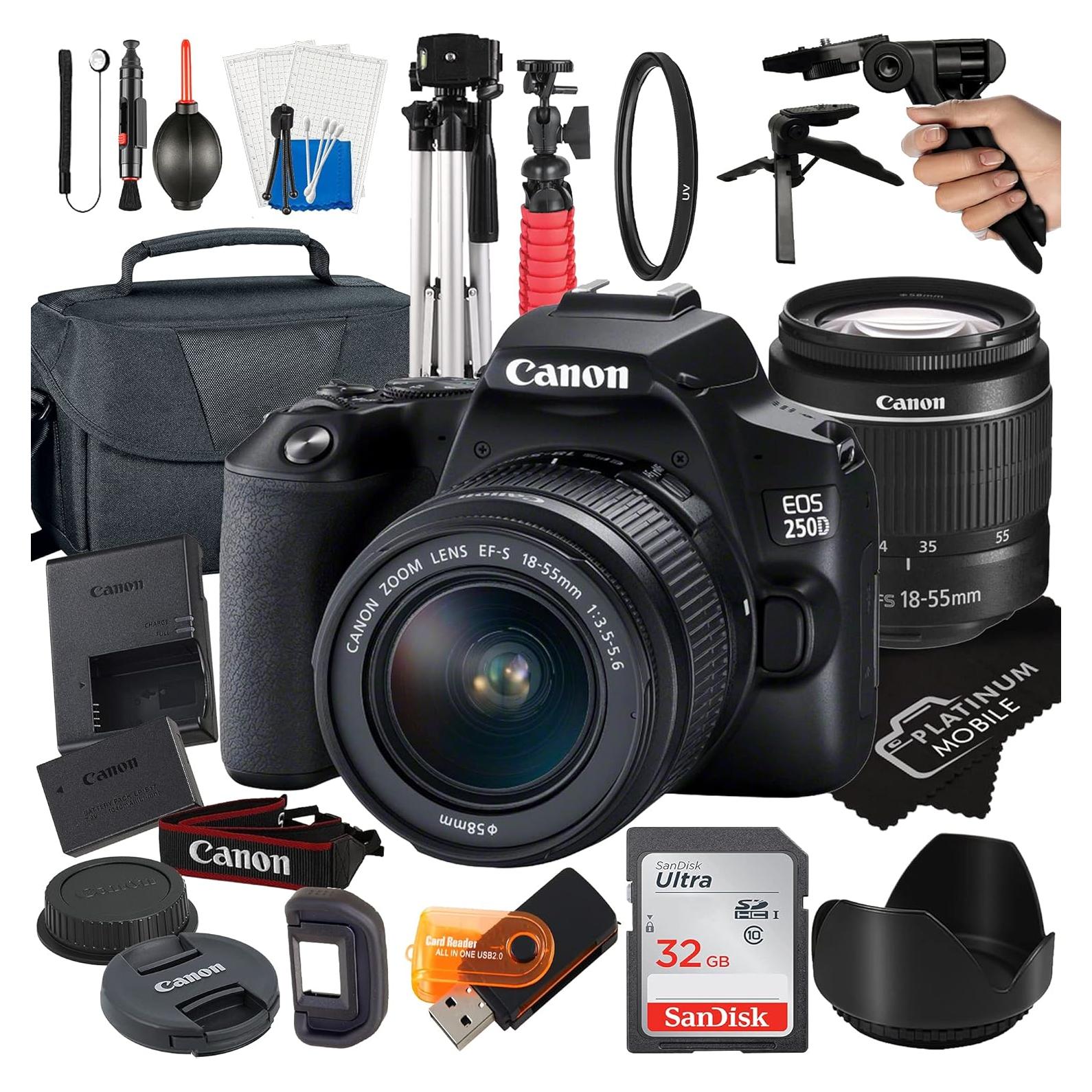 Cámara DSLR Canon EOS 250D con Lente 18-55mm y Accesorios