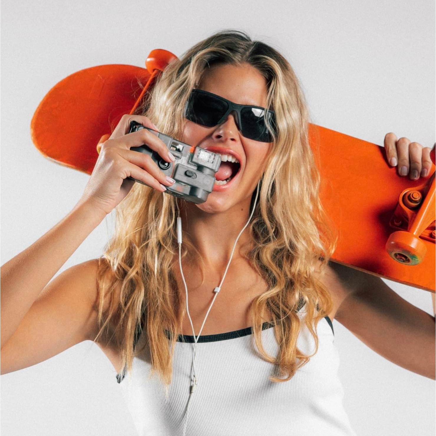 Cámara de película reutilizable 35 mm TBC transparente con lente 28 mm