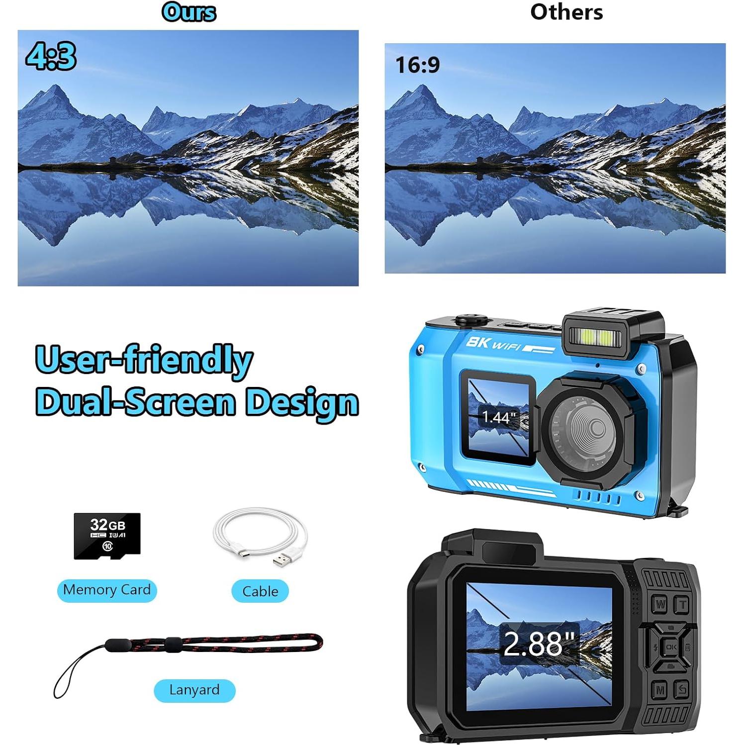 Cámara Submarina Digital SPUNALP 8K 70MP Impermeable 10M