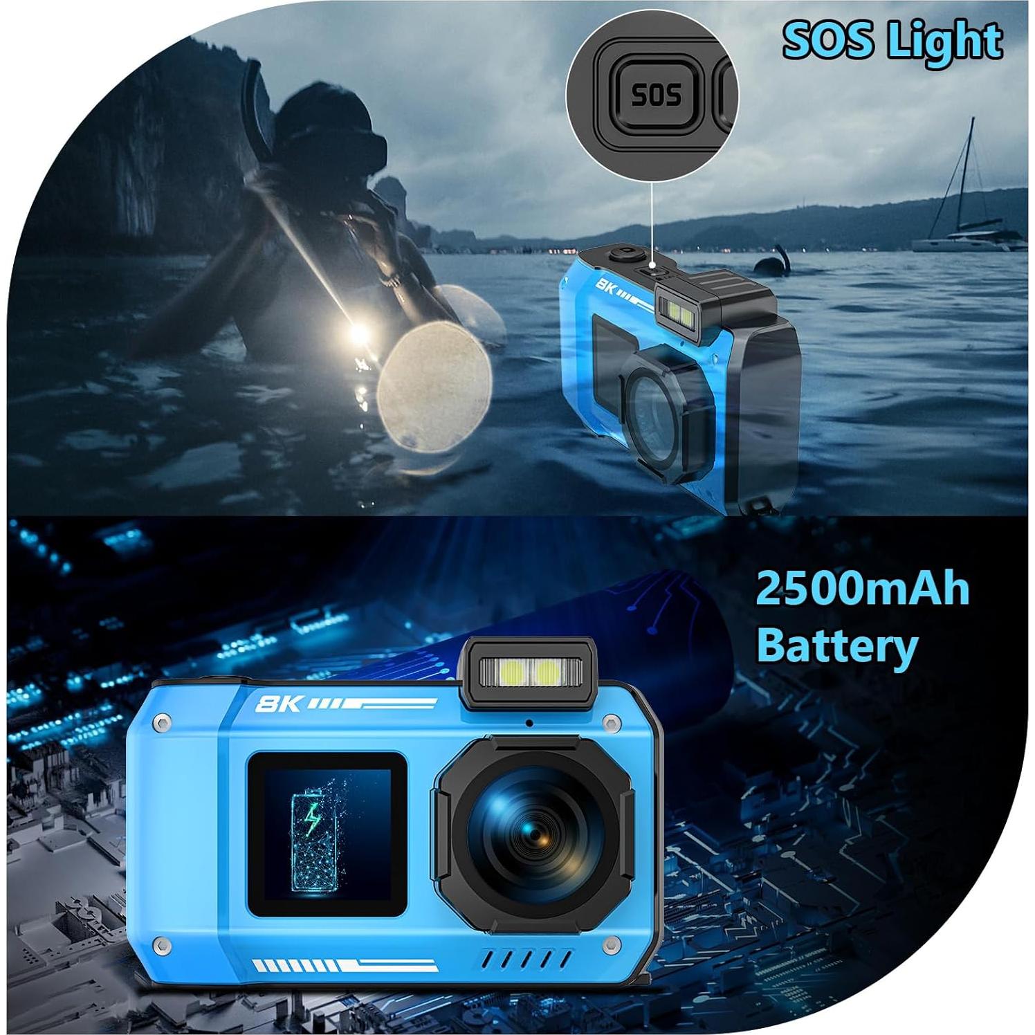 Cámara Submarina Digital SPUNALP 8K 70MP Impermeable 10M