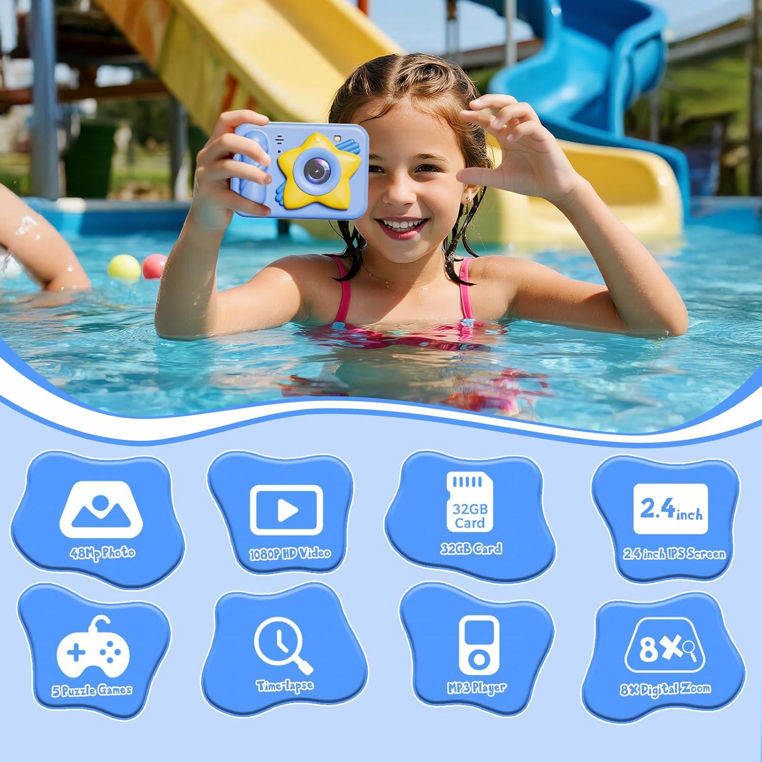 Cámara Submarina FXXXLTF 48MP Impermeable 1.52m Azul