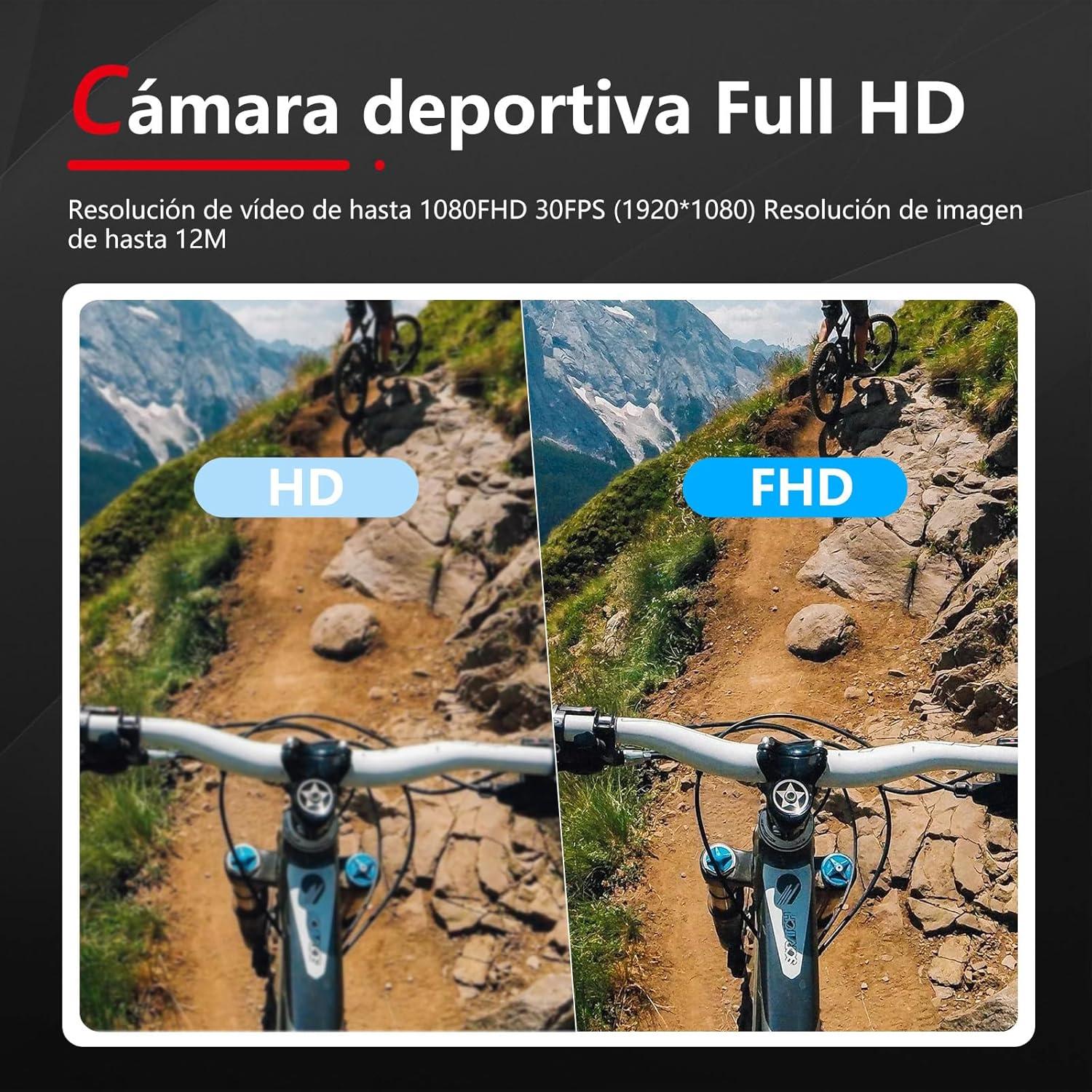 Cámara de Acción 4K Sanpyl 16MP Submarina 30m Pantalla 2"