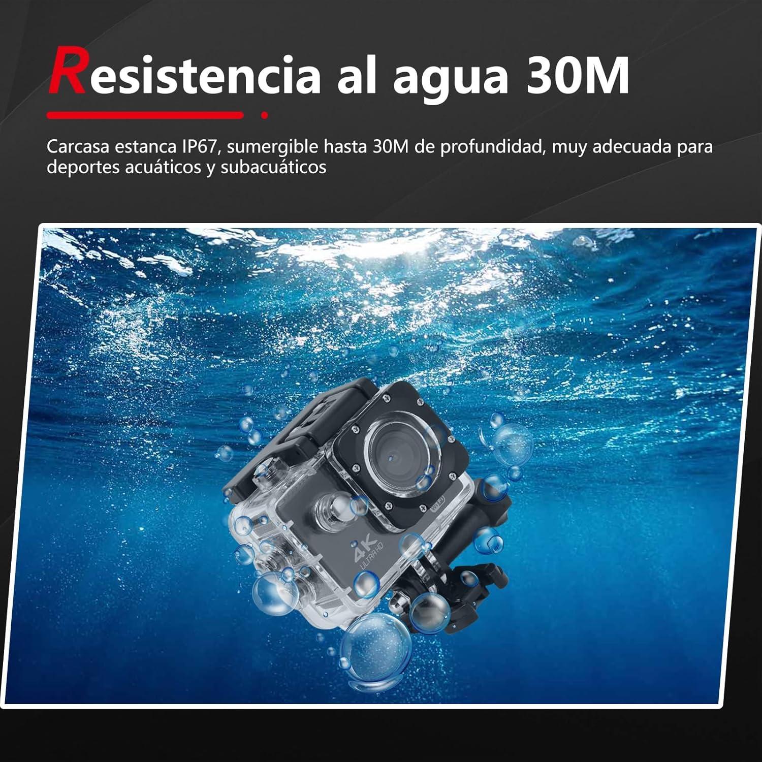 Cámara de Acción 4K Sanpyl 16MP Submarina 30m Pantalla 2"