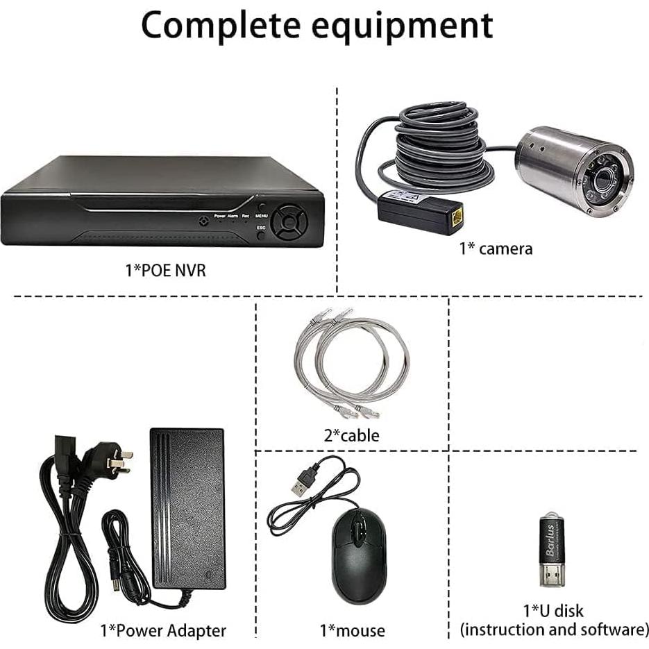 Kit de Cámara Submarina Barlus T5MPNVRBX10 con NVR 1TB