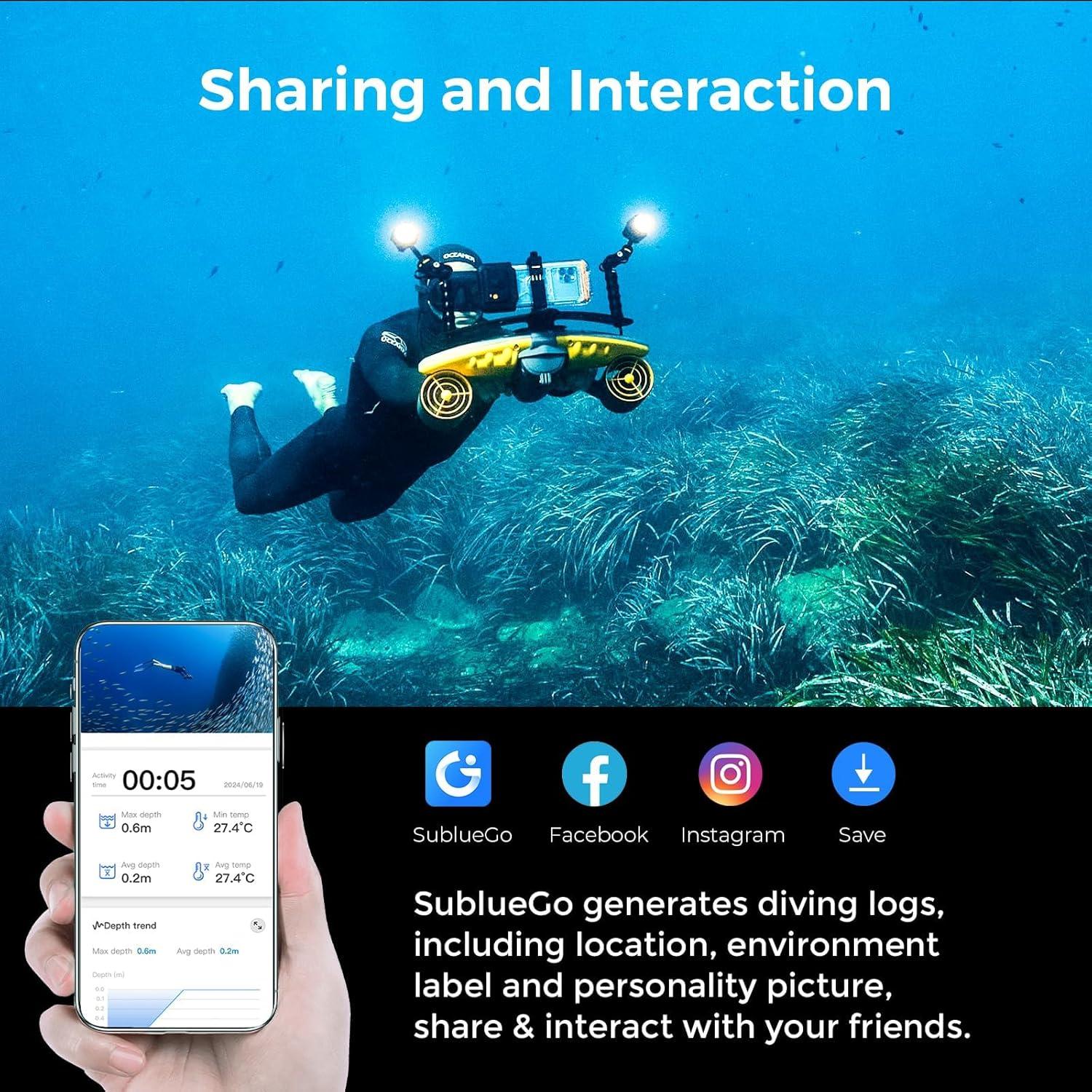 Scooter Submarino Profesional SUBLUE Navbow+ 3 Velocidades 7.2 km/h