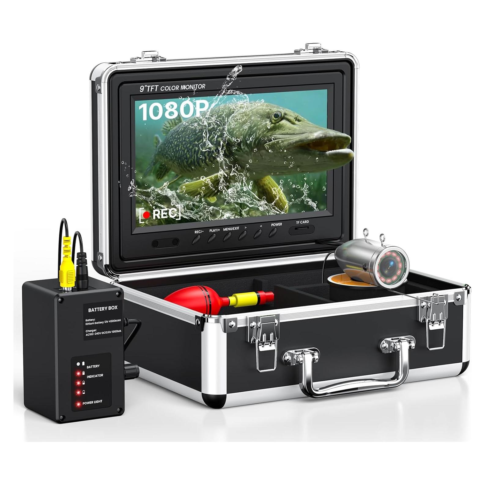 Cámara de Pesca Submarina Eyoyo 9" 1080P con DVR y 12 Luces IR