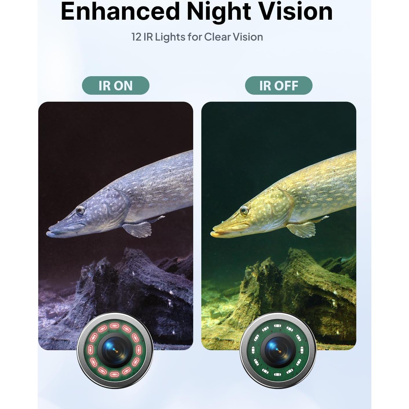 Cámara de Pesca Submarina Eyoyo 9" 1080P con DVR y 12 Luces IR