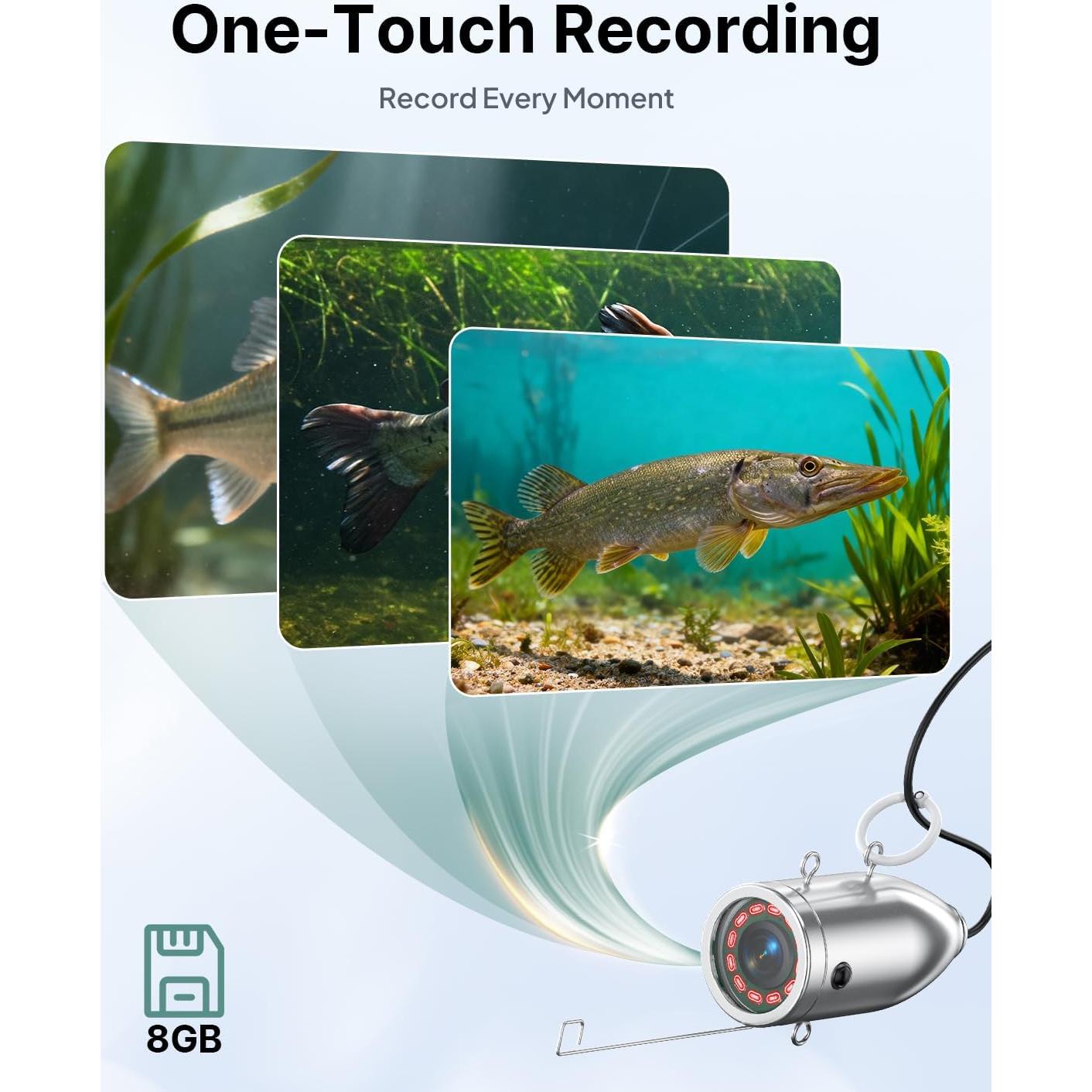 Cámara de Pesca Submarina Eyoyo 9" 1080P con DVR y 12 Luces IR