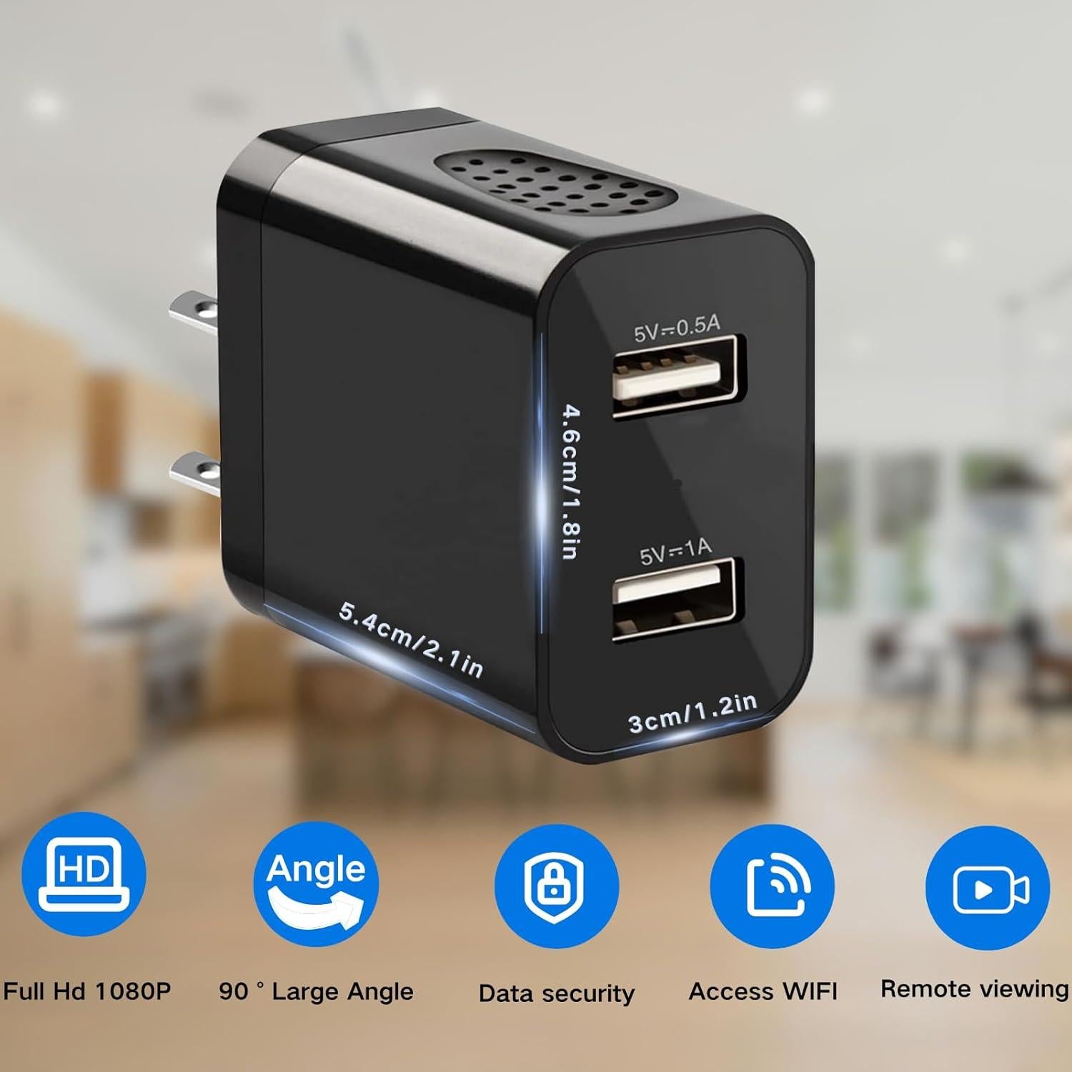 Cámara Nanny Wifi 1080P Recsentry - Cargador Oculto 90°