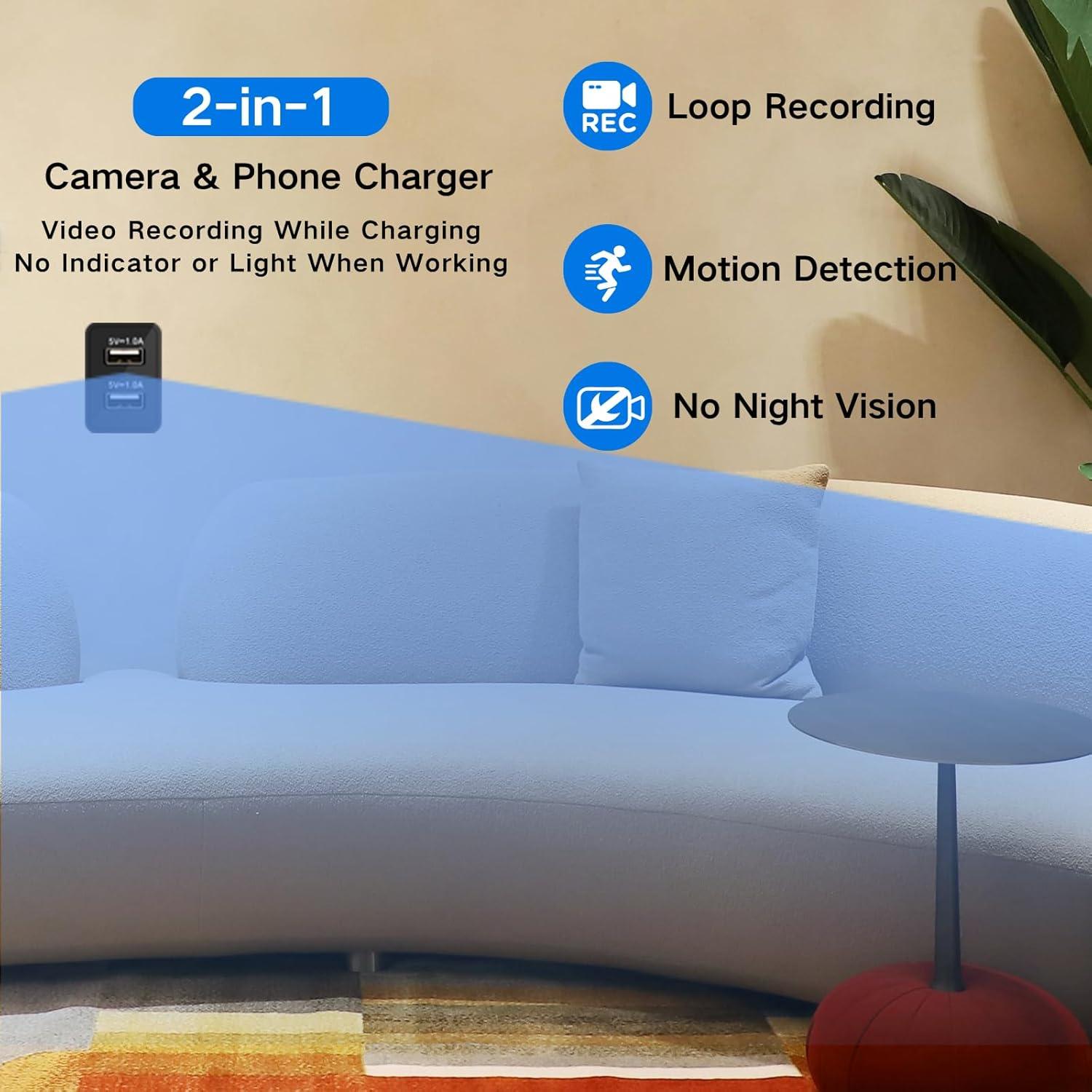 Cámara Nanny Wifi 1080P Recsentry - Cargador Oculto 90°