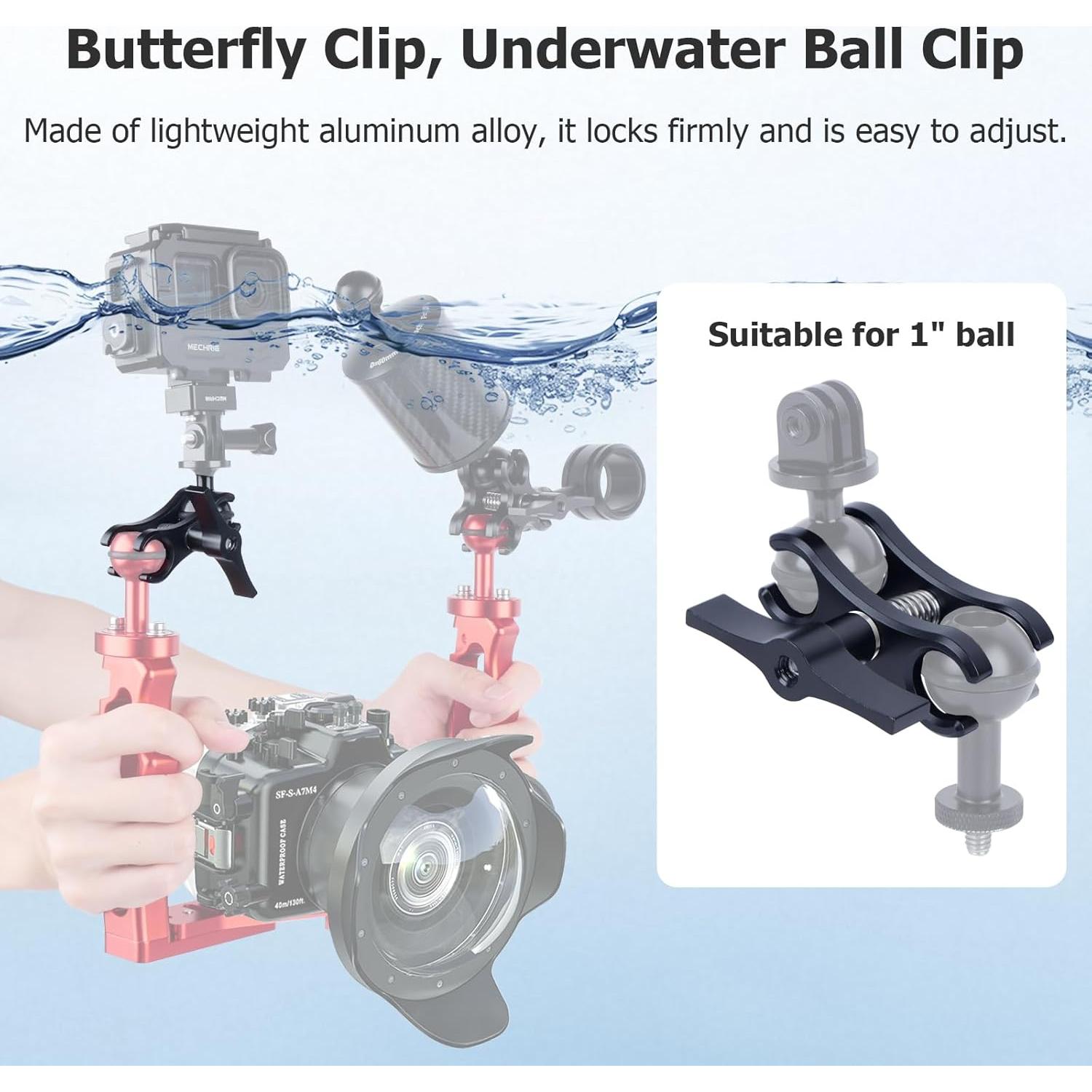 Soporte Clip Mariposa Doble Cabeza Esférica Mechrig 63151A