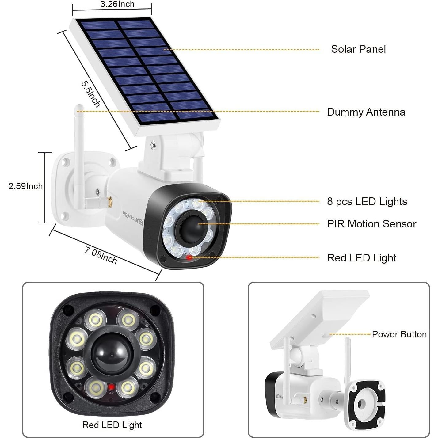 Cámara de Seguridad Falsa Solar Techage 2 Unidades IP66