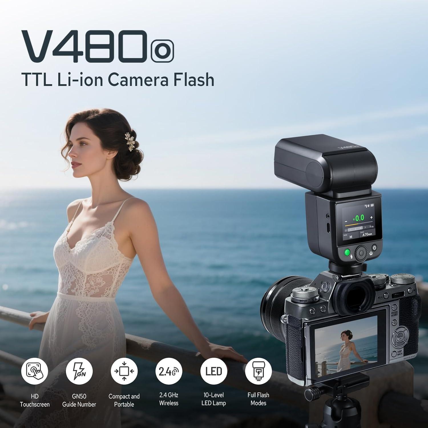 Flash Godox V480-O para Olympus y Panasonic, GN50, 650 Flashes