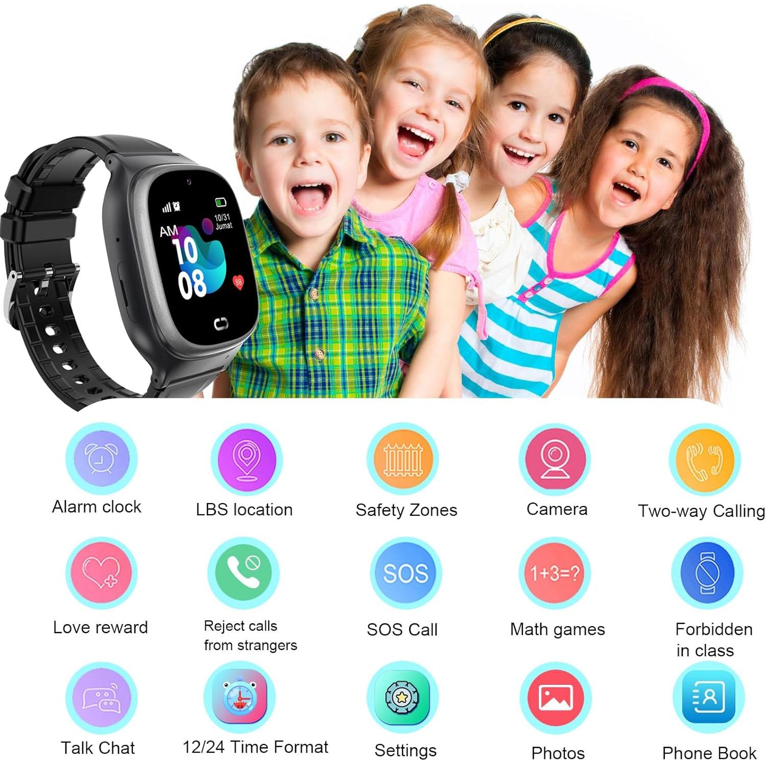 Reloj Inteligente Infantil Tykjszgs Negro con SOS y Cámara