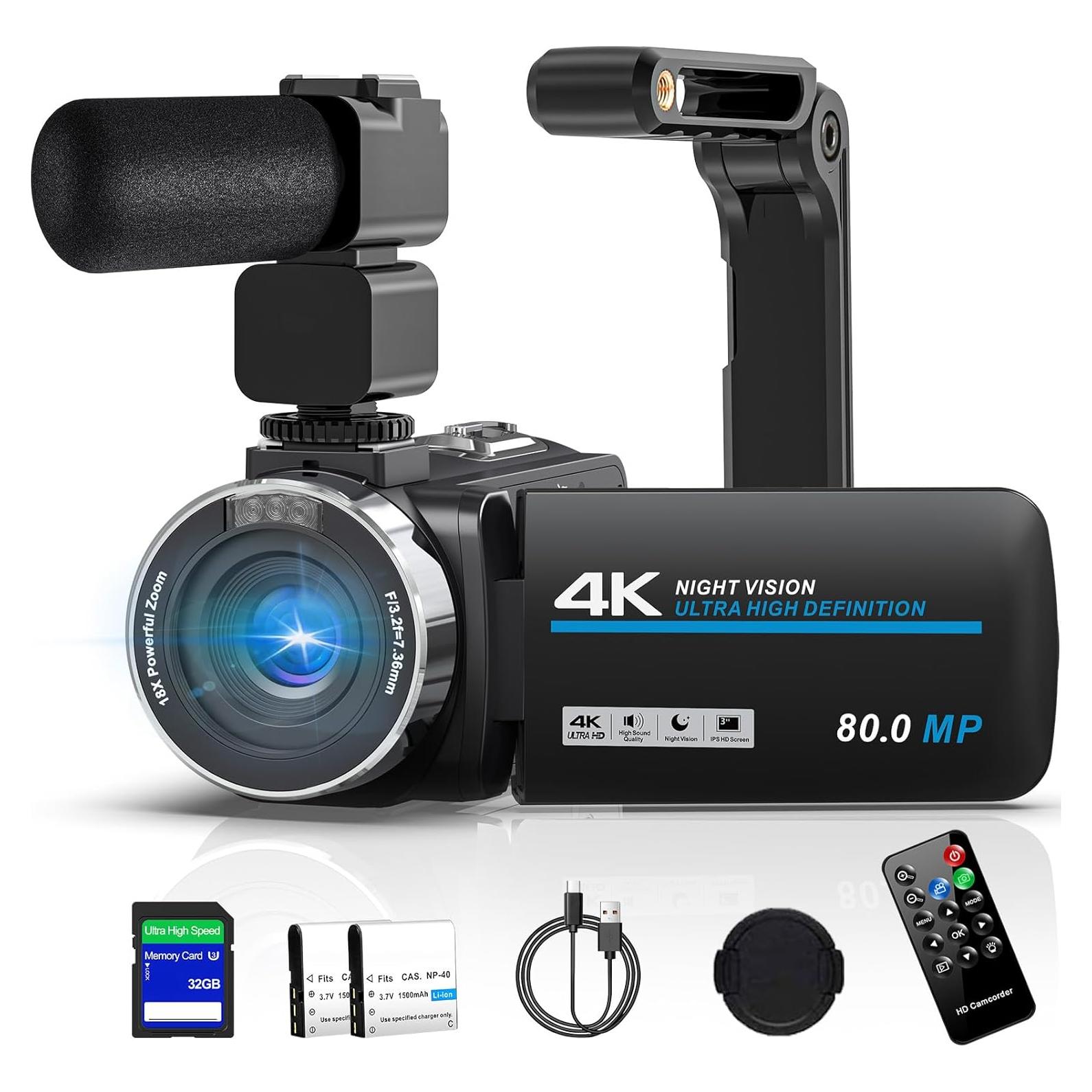 Cámara de Video 4K Ultra HD THPACIP DV108 80MP Zoom 18X