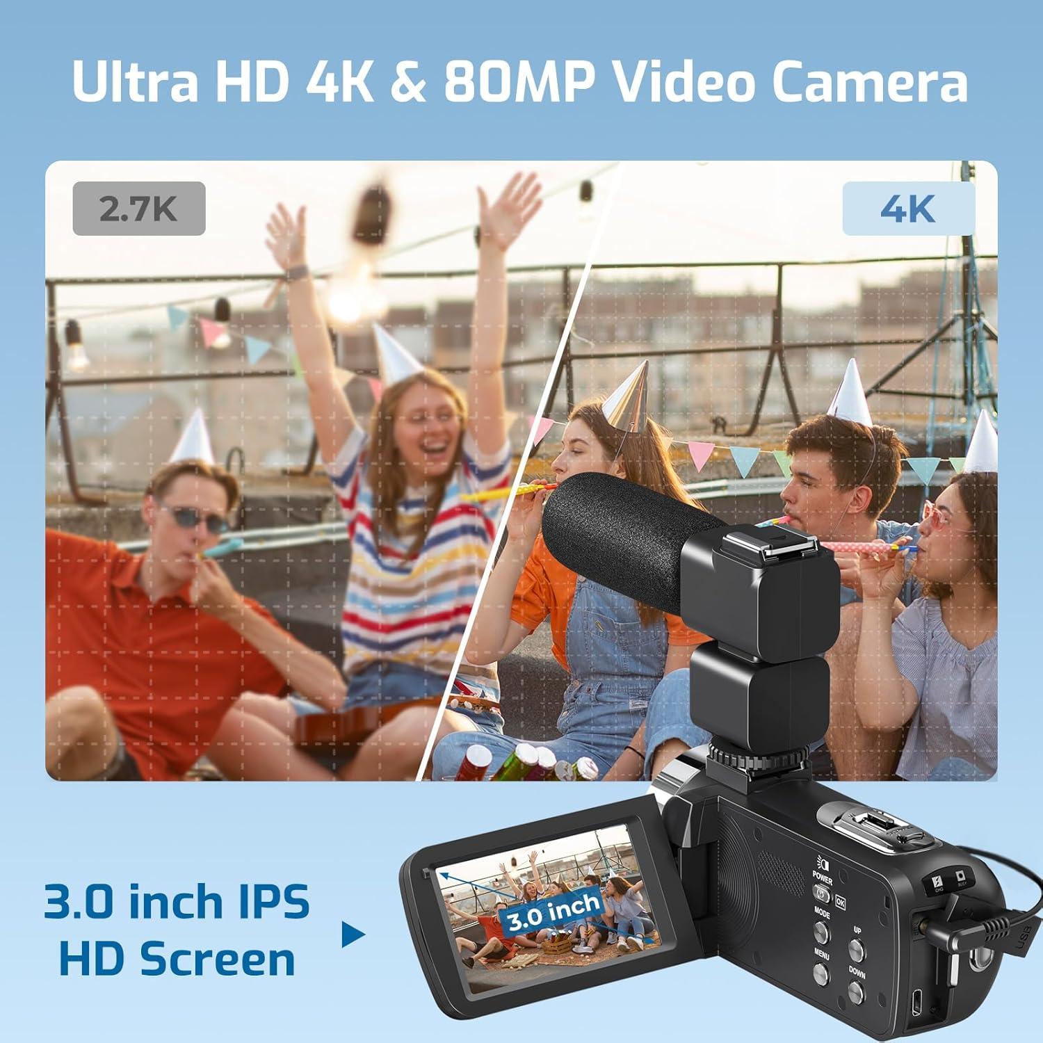 Cámara de Video 4K Ultra HD THPACIP DV108 80MP Zoom 18X