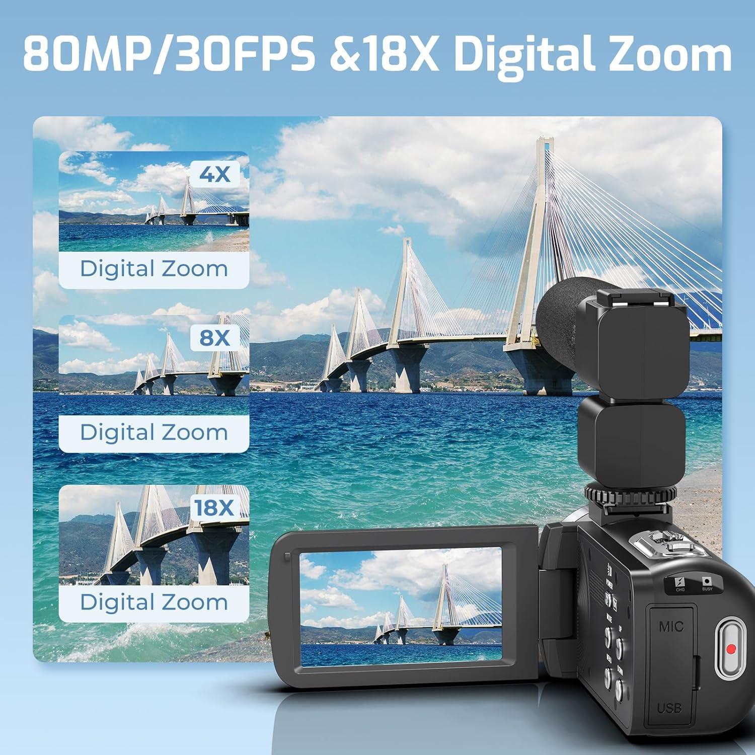 Cámara de Video 4K Ultra HD THPACIP DV108 80MP Zoom 18X