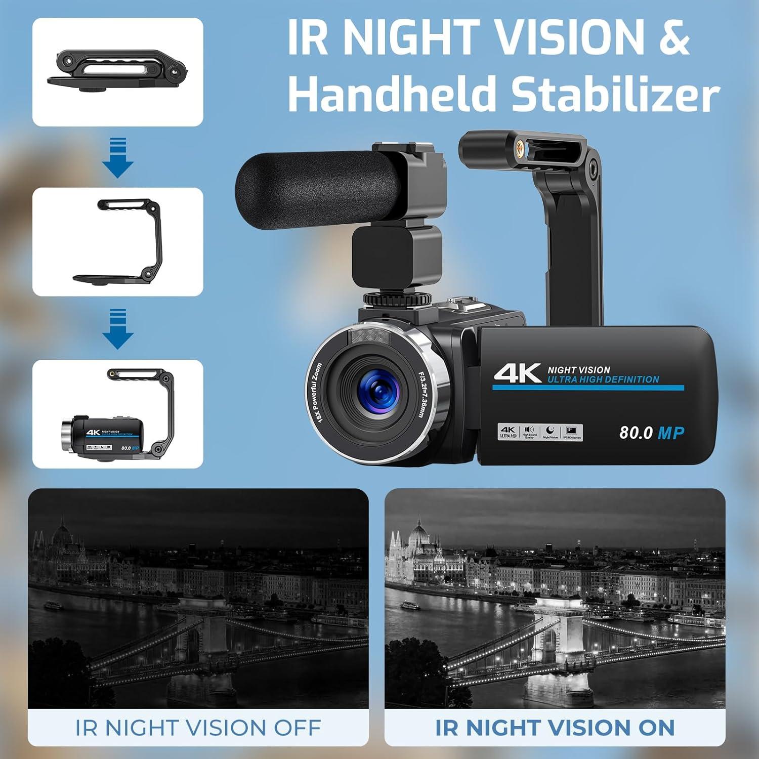 Cámara de Video 4K Ultra HD THPACIP DV108 80MP Zoom 18X