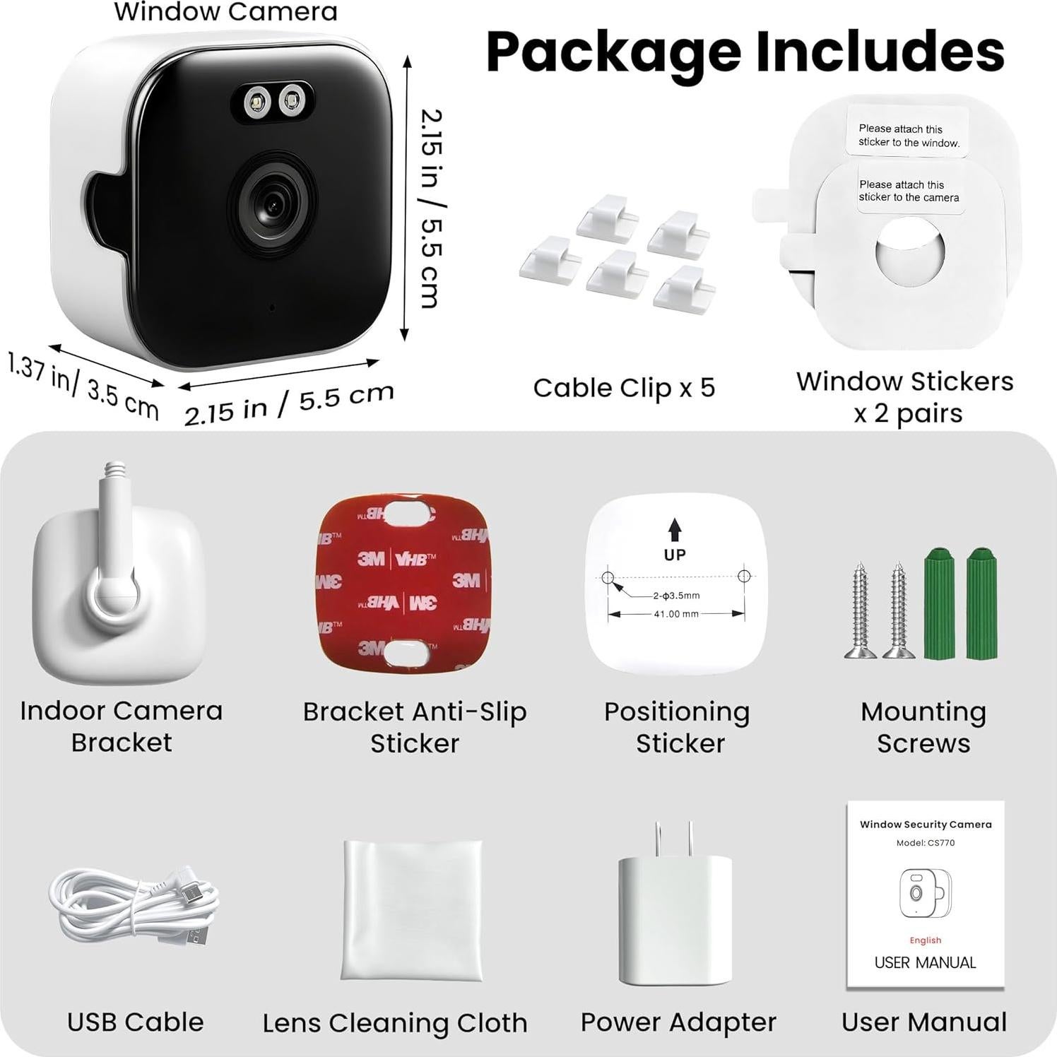 Cámara de Ventana 2K Vebiliki CS770 con Visión Nocturna AI