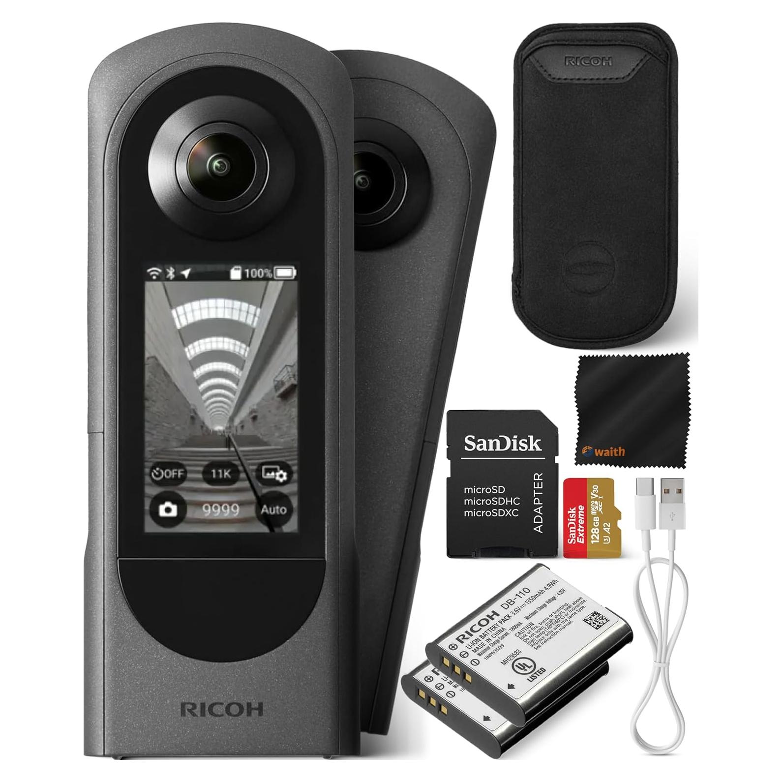Cámara Ricoh Theta X 360° 5.7K 48MP + Batería Extra 1350mAh
